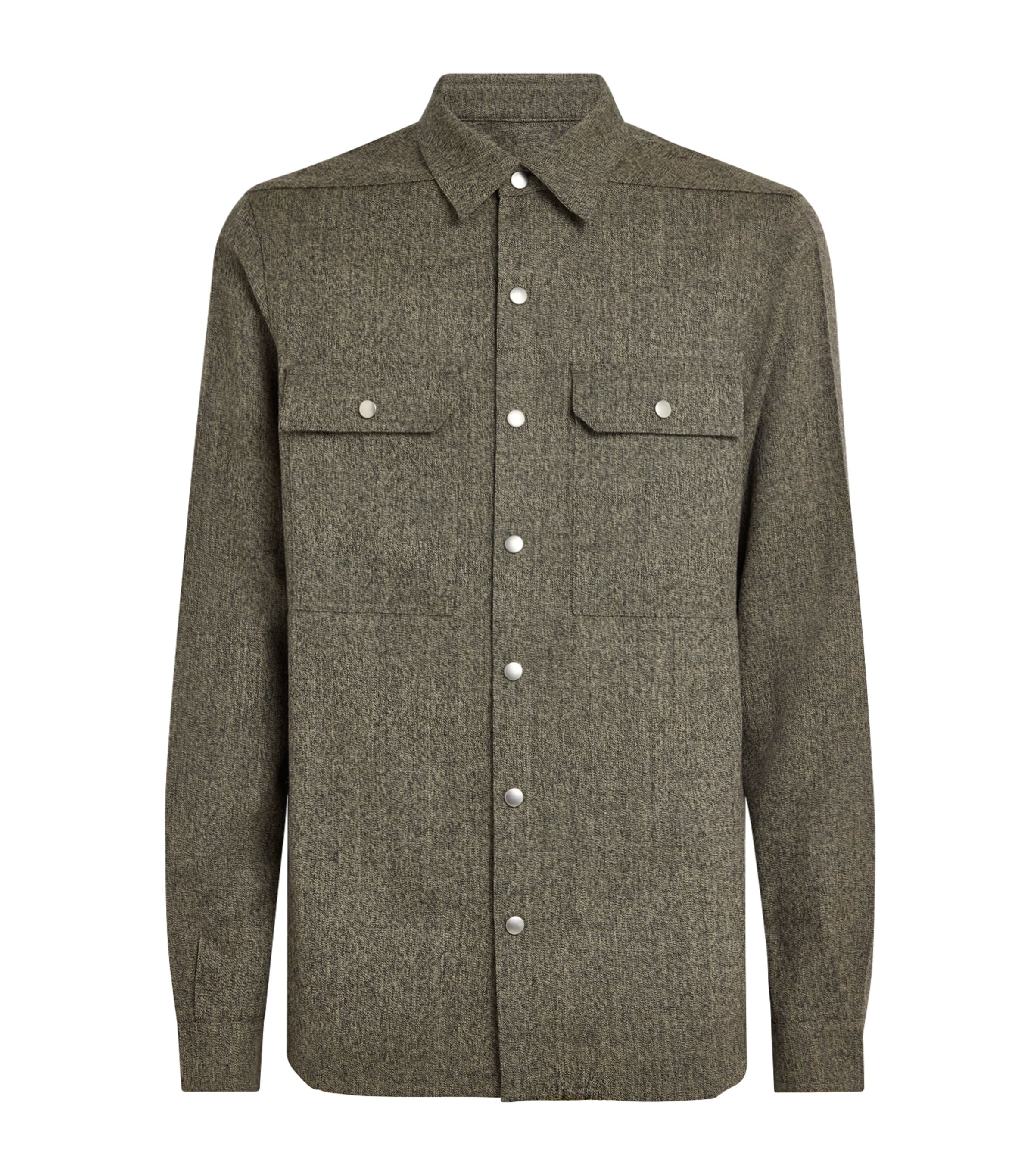 Rick Owens Mens Wool Overshirt Black Melange Image 1