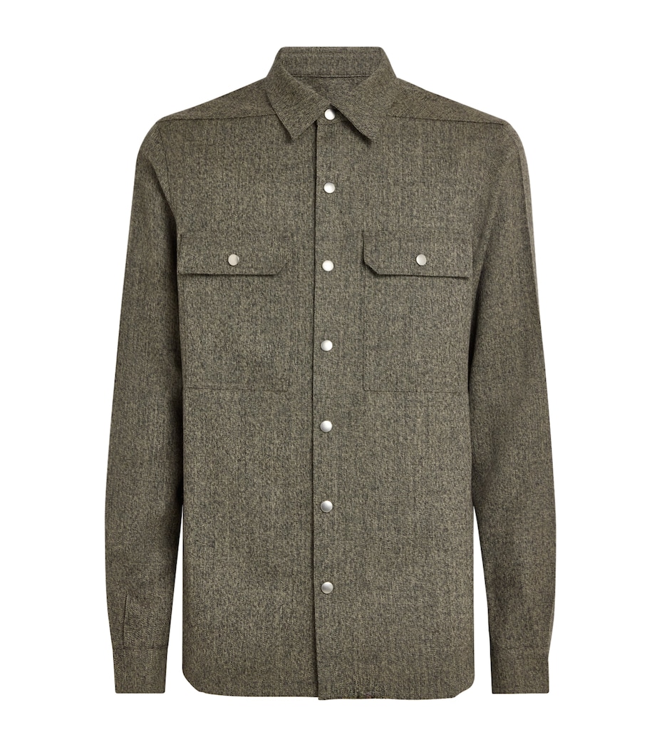Rick Owens Mens Wool Overshirt Black Melange Image 1