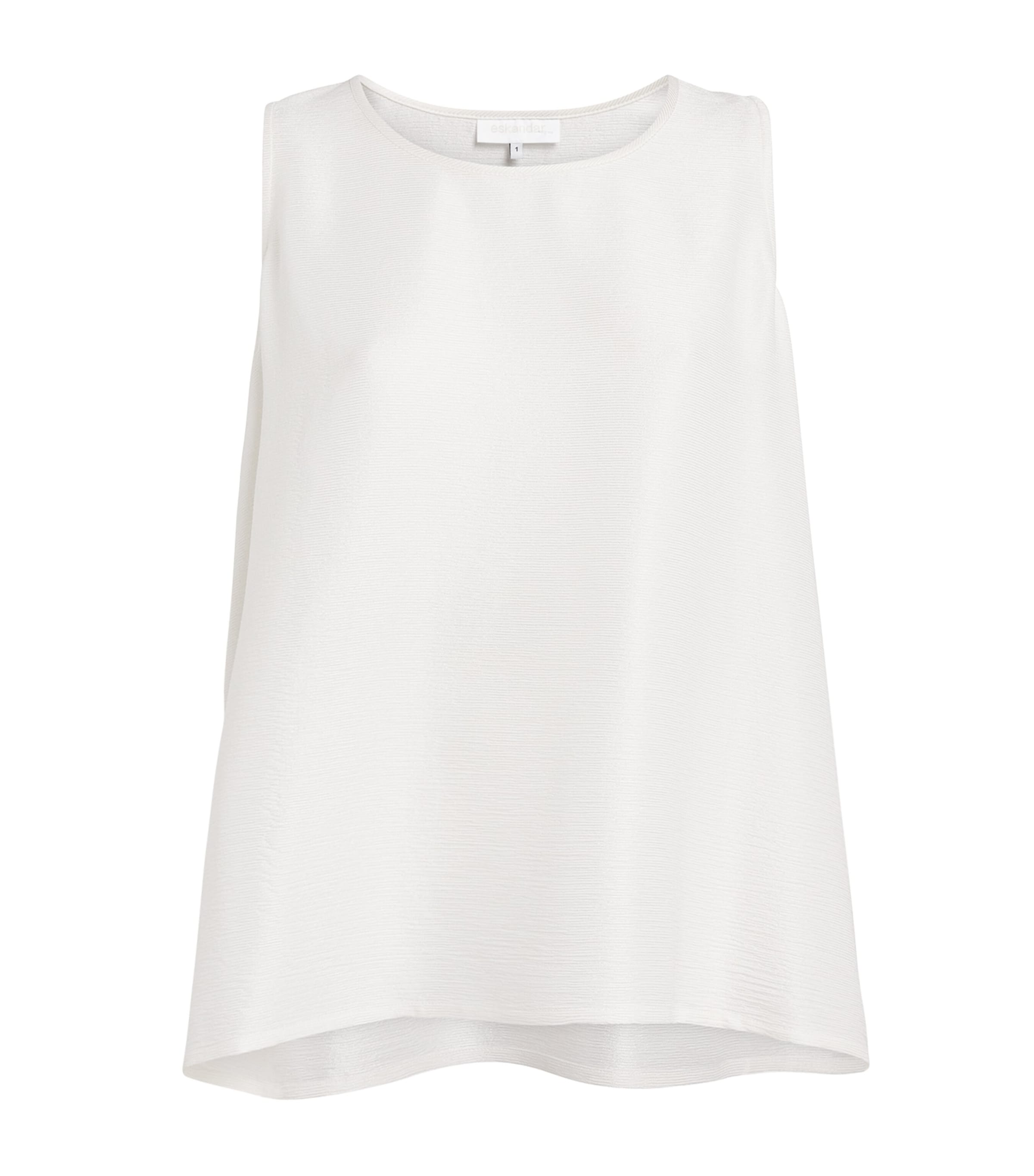 Eskandar Womens Silk Plissé A-Line Shell Top White Image 1