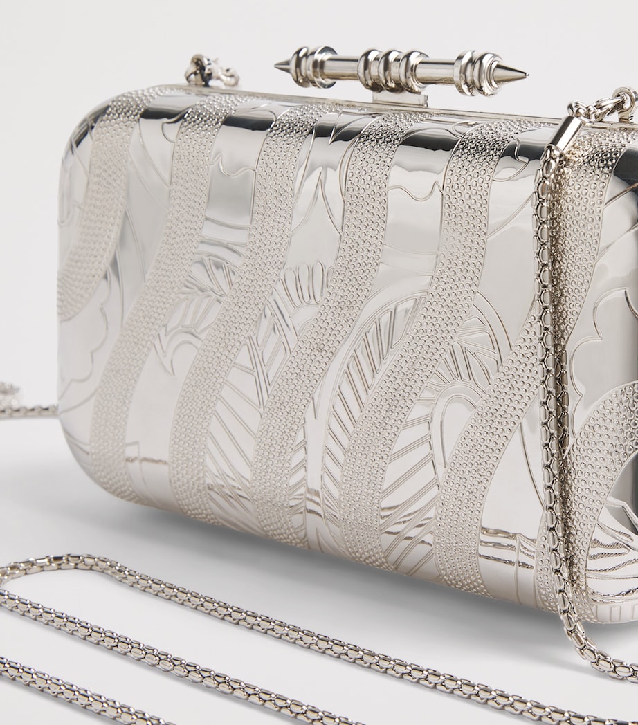 OKHTEIN Chrome and Swarovski Sahra Clutch Bag Palladium Image 6