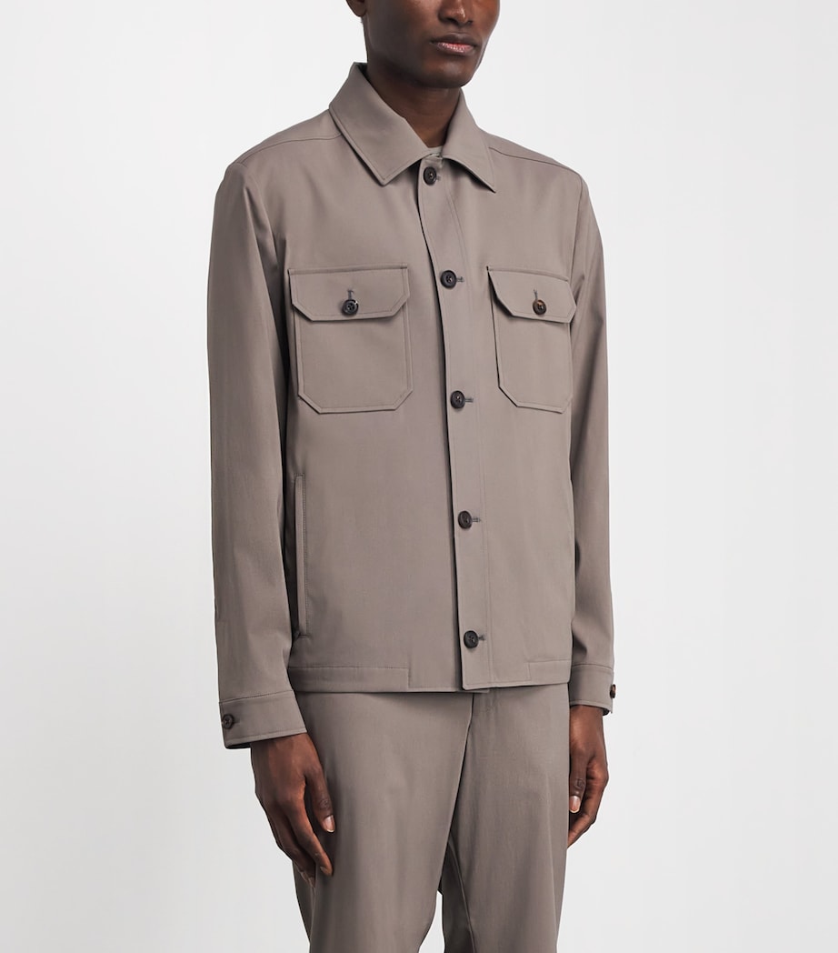 Corneliani Mens Water-Repellent Techwool Overshirt Natural / Beige Image 4