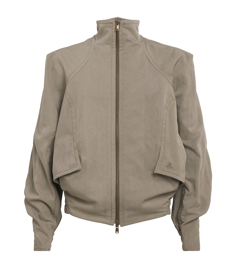 Vivienne Westwood Mens High-Neck Harrington Jacket Taupe Image 1