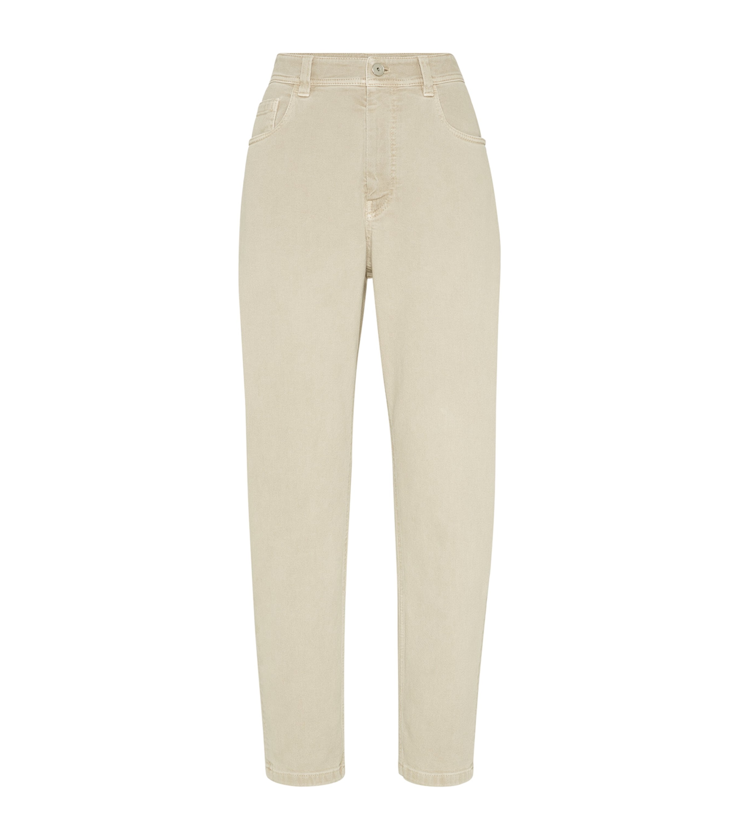 Brunello Cucinelli Garment-dyed Baggy Tapered Jeans In White