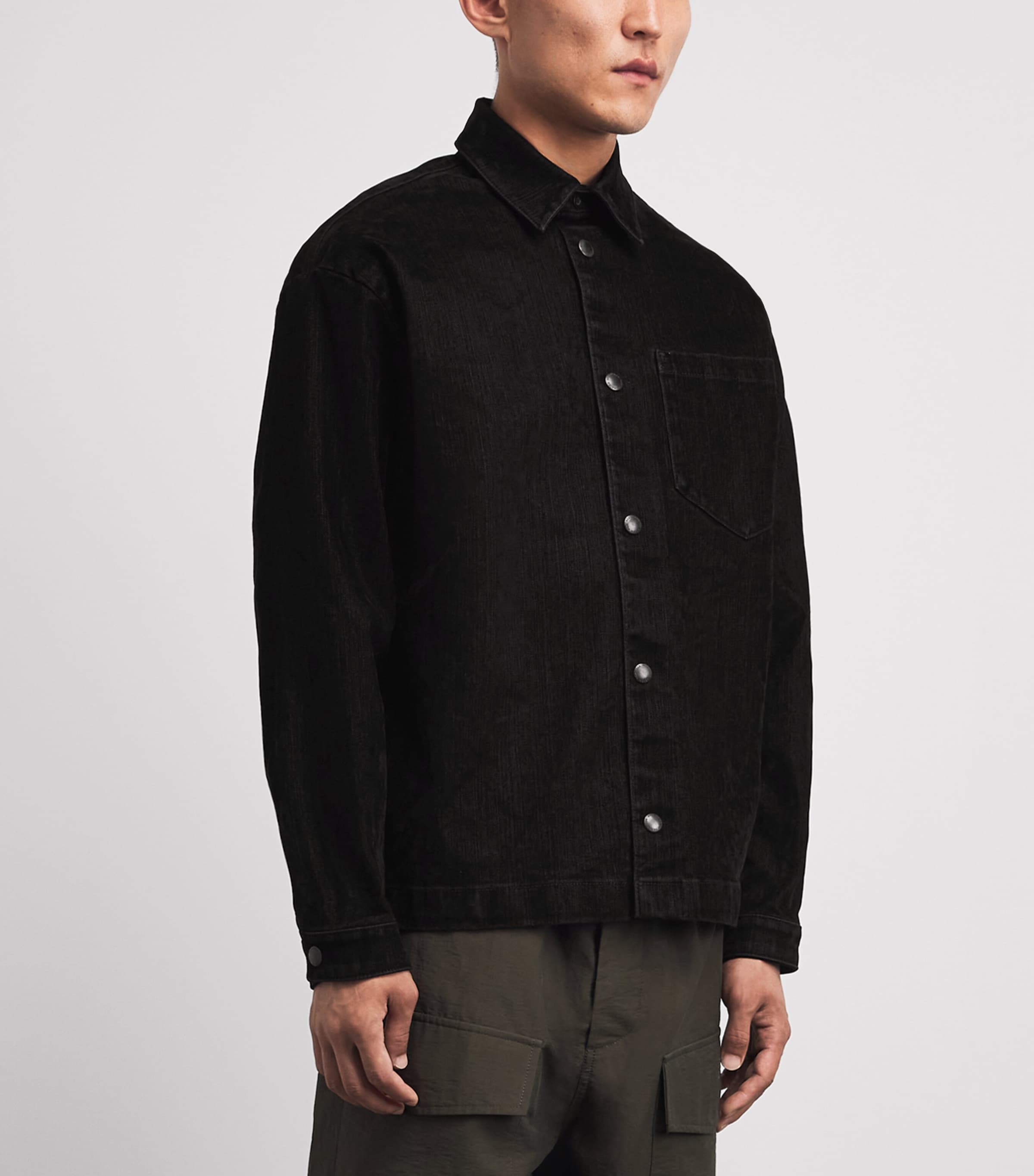7 For All Mankind Mens Denim Overshirt Black Image 4