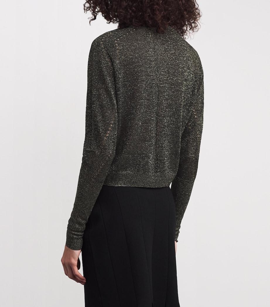 Lurex-Knit Tasse Cardigan BLACK/GILT Image 4