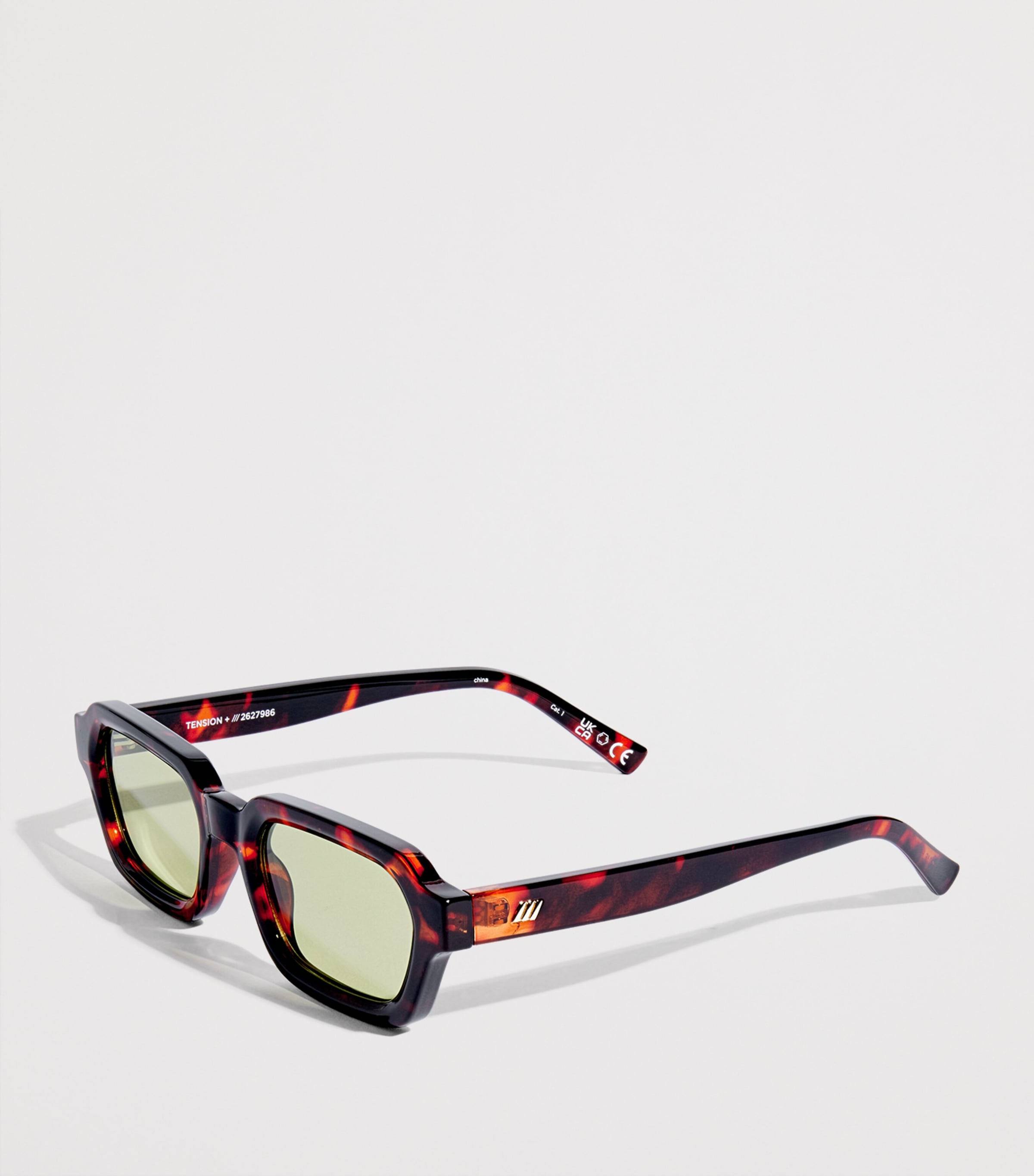 Le Specs Tension Rectangle Sunglasses Tortmoss Mono Image 2