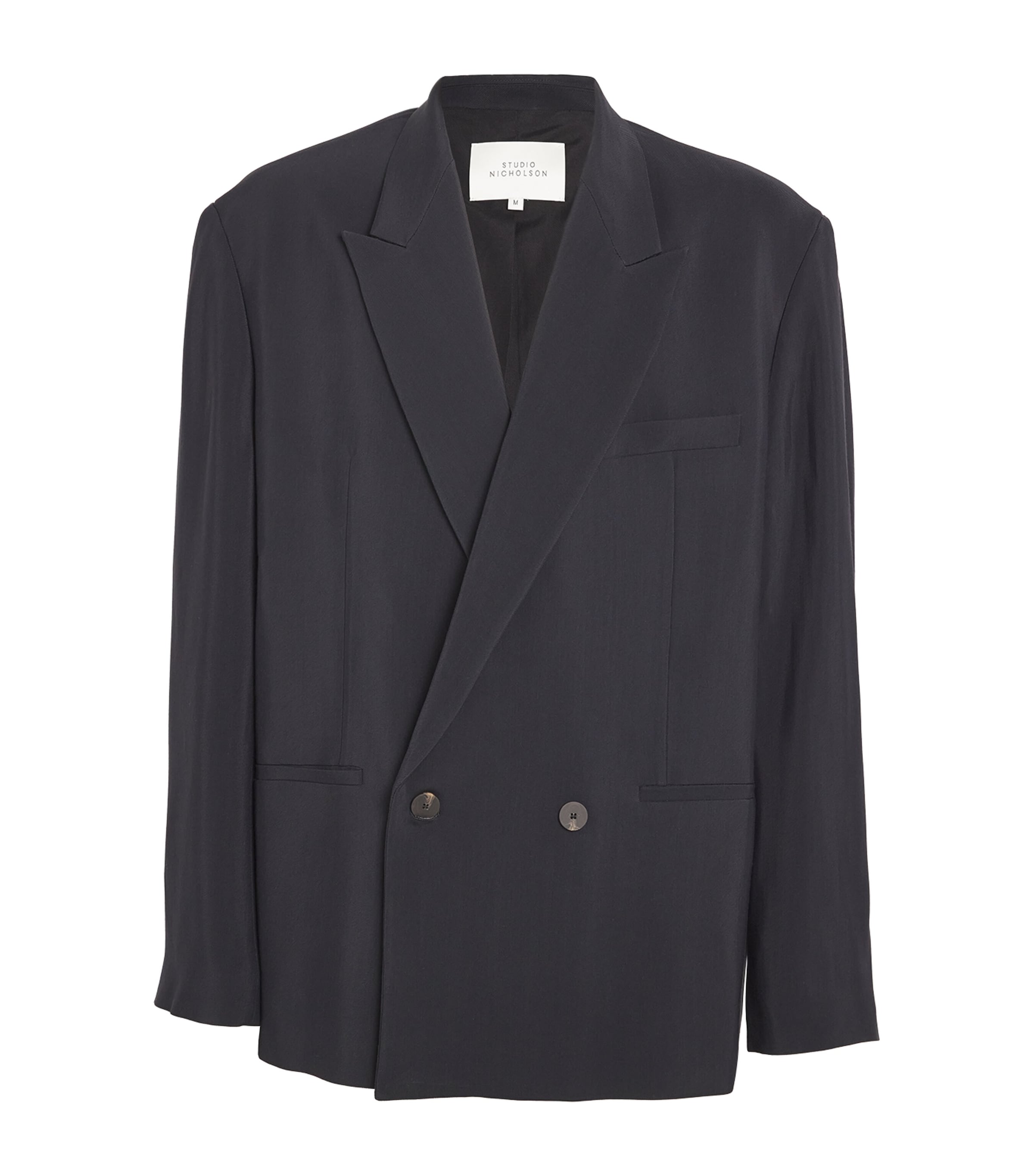 Shop Studio Nicholson Oversized Daburu Blazer In Navy