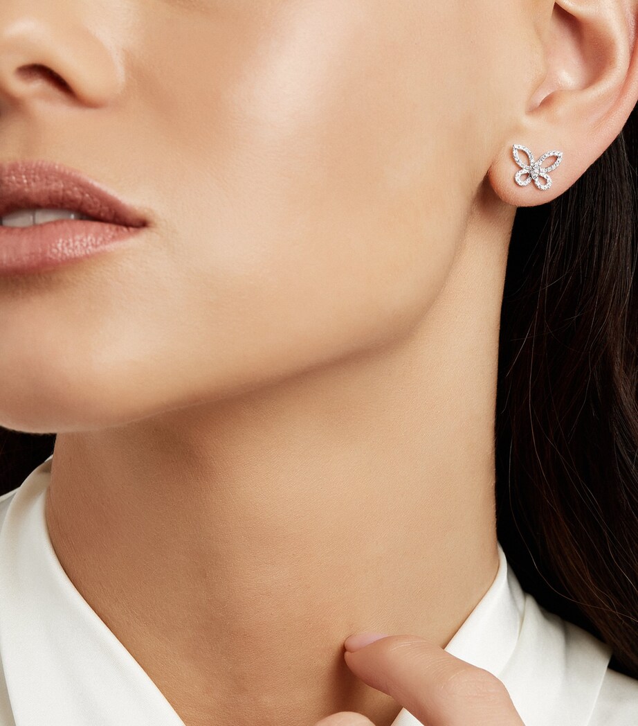 Mini White Gold and Diamond Butterfly Earrings WHITE GOLD Image 4