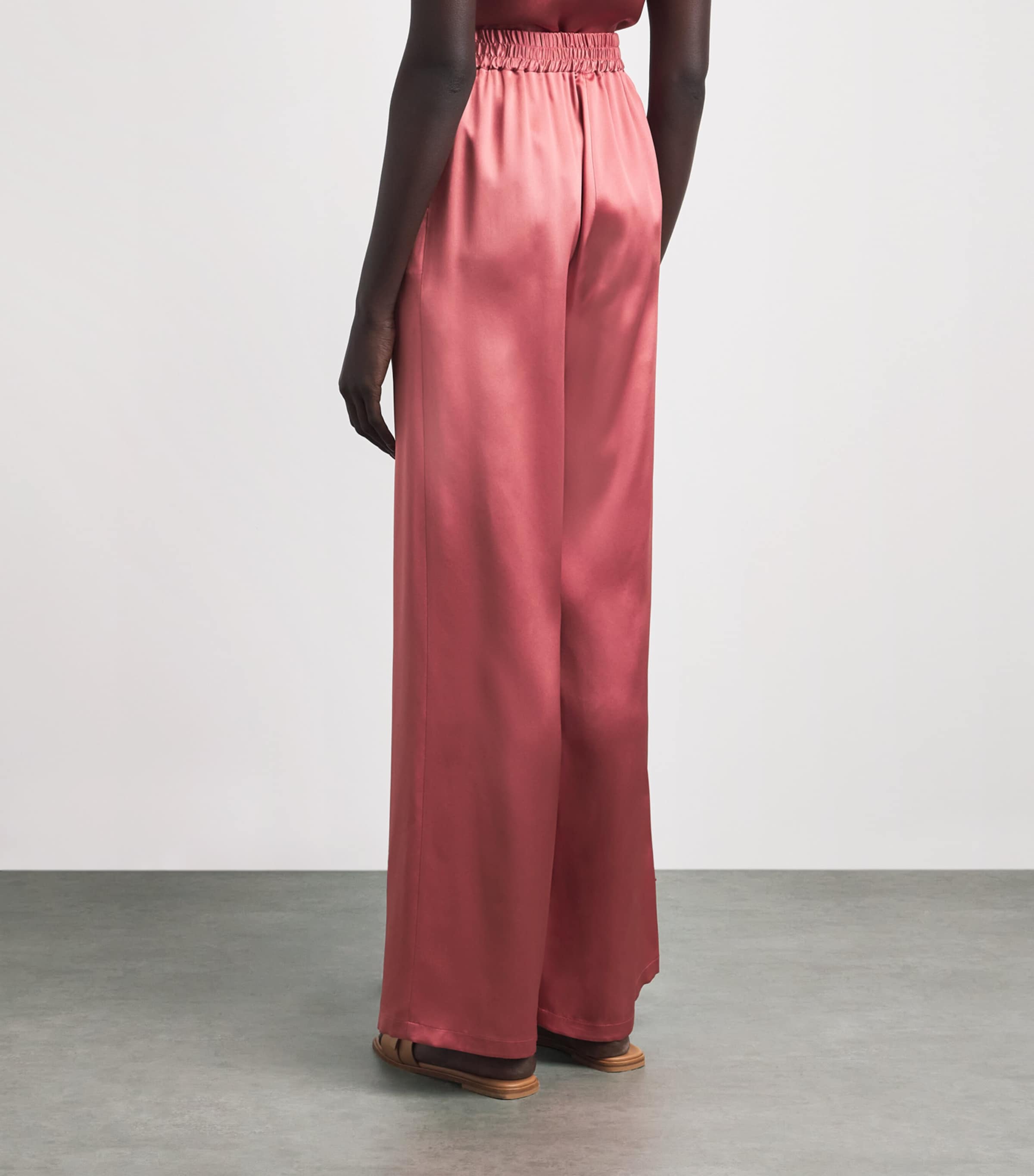 Eleventy Womens Silk Wide-Leg Trousers Lampone Image 5