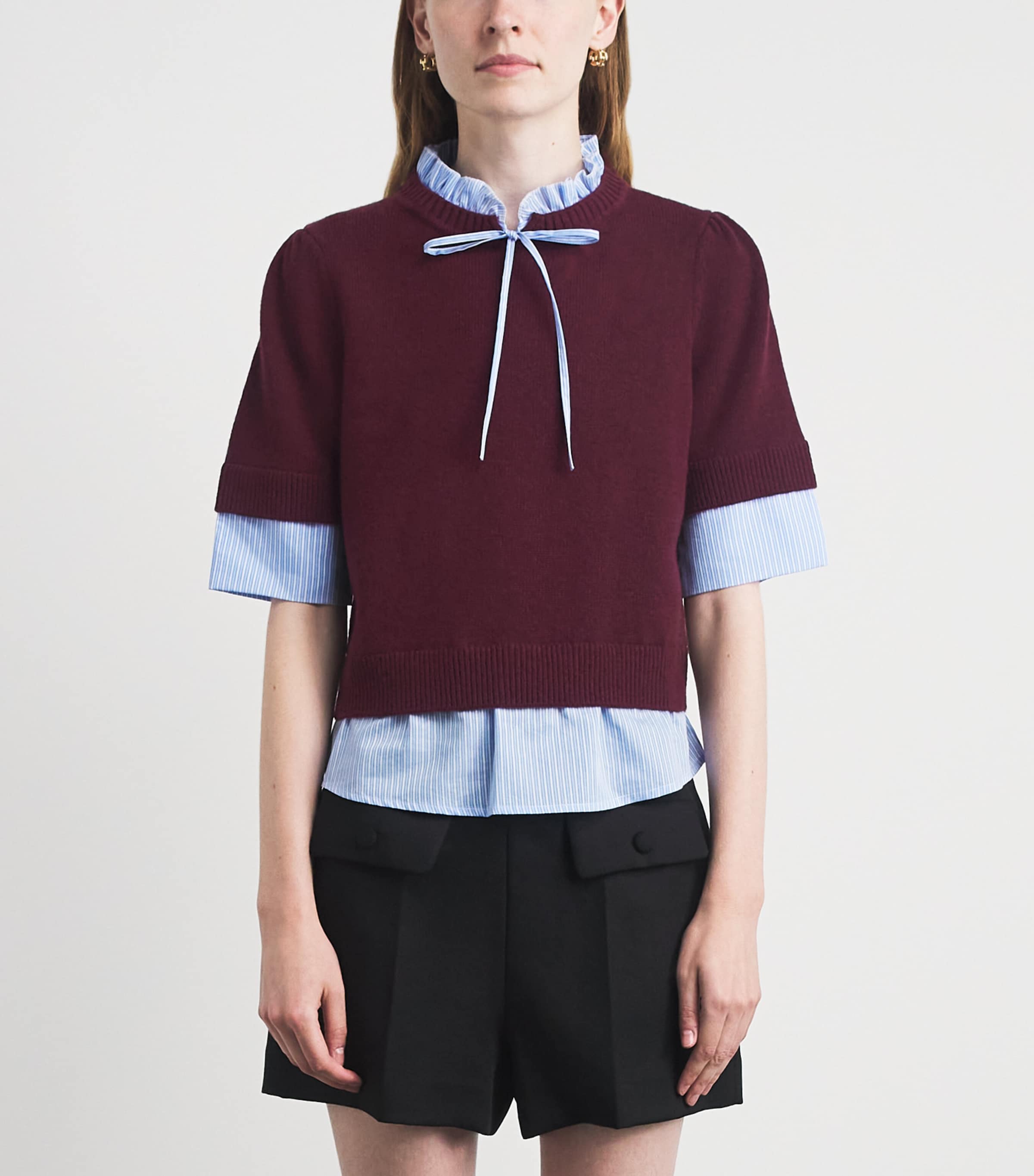 Claudie Pierlot Womens Wool Layered Sweater Aubergine Image 4