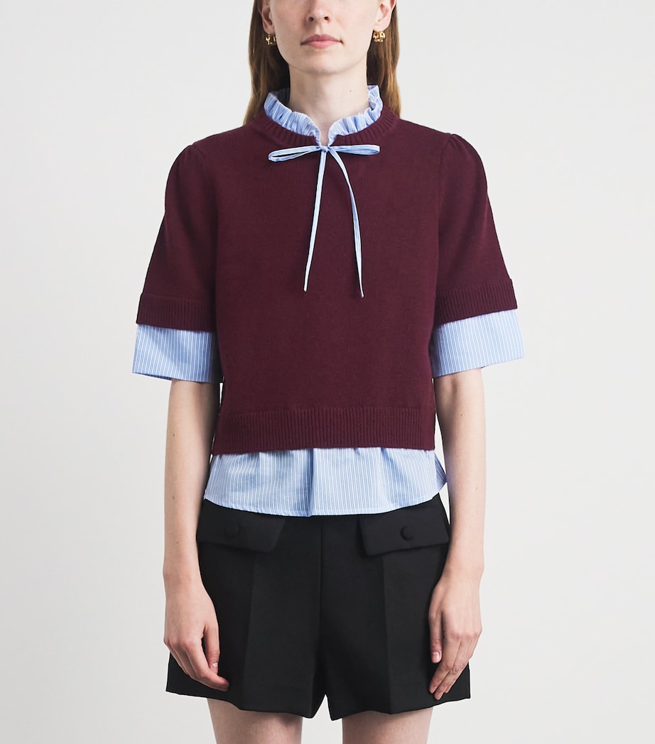 Claudie Pierlot Womens Wool Layered Sweater Aubergine Image 4