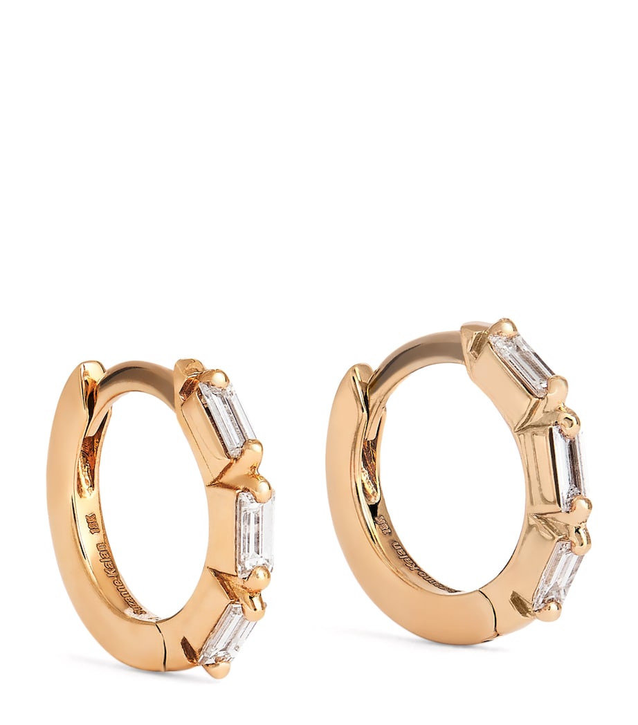 Suzanne Kalan Rose Gold and Diamond Bold Triple Huggie Earrings Rg/wd Image 1