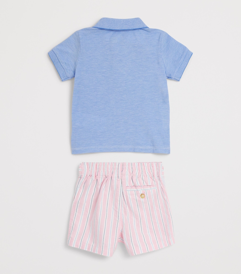 Ralph Lauren Kids Cotton Polo Shirt and Shorts Set (3-24 Months) Hrb Is Blu Image 2