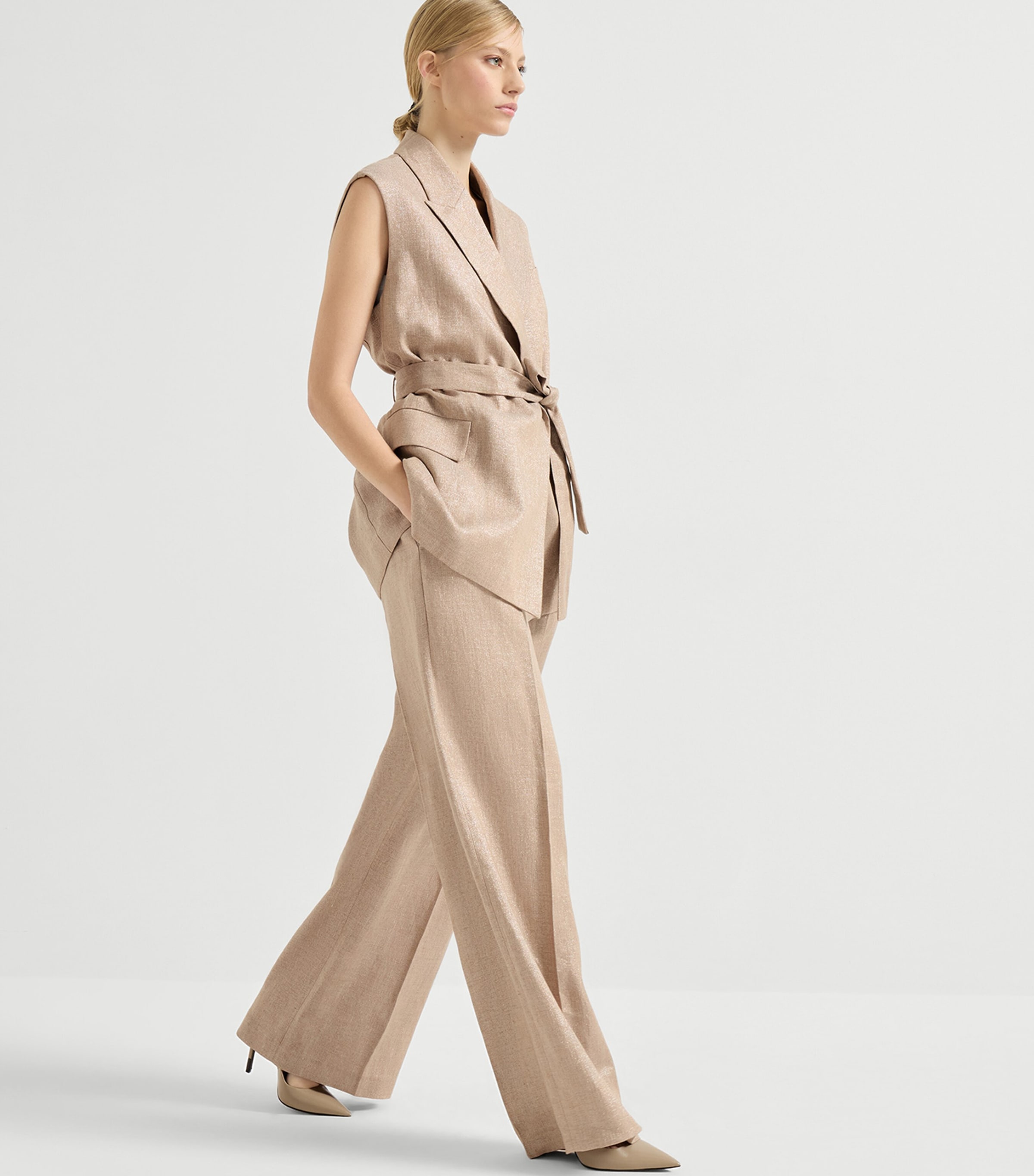 Linen-Blend Sparkling Trousers C920 Image 4