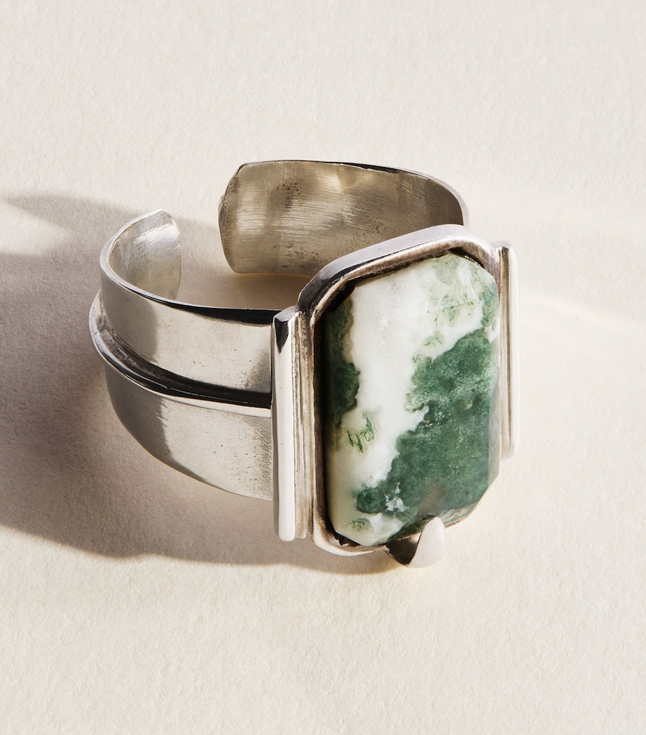 FYR Sterling Silver and Moss Agate Aida Ring Silver Image 3