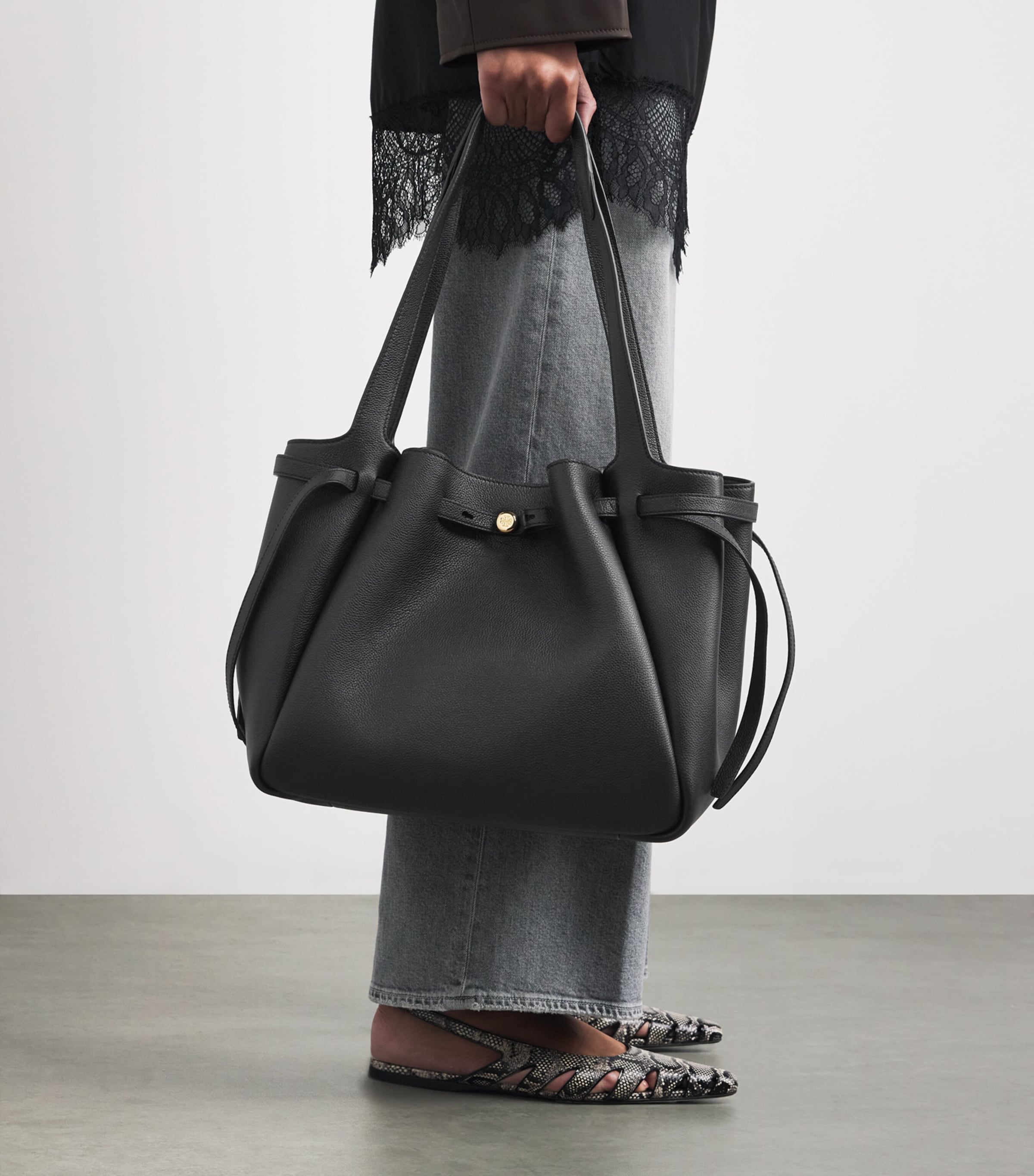 Leather Romy Tote Bag 001 BLACK Image 2