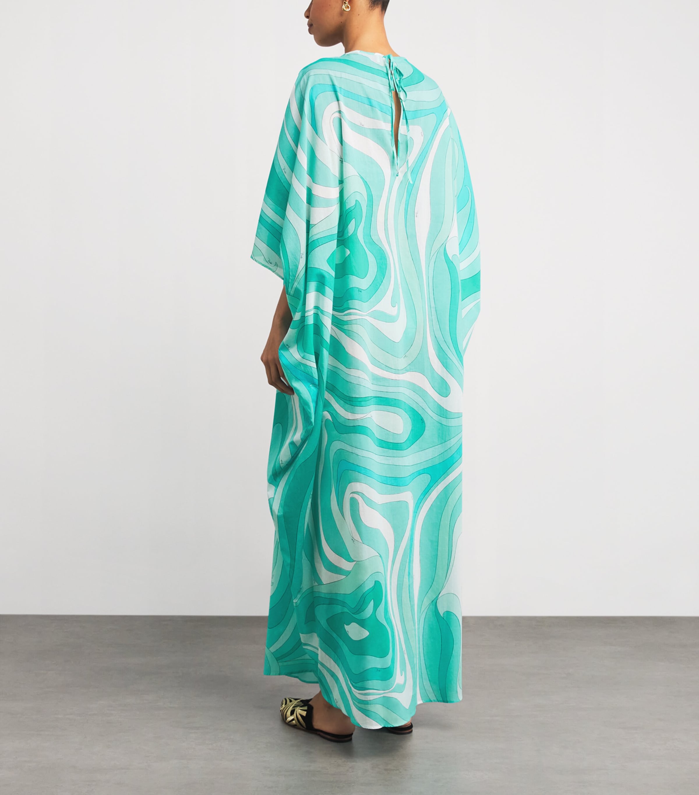 Cotton Marmo Maxi Dress 007/TURQUOISE Image 3