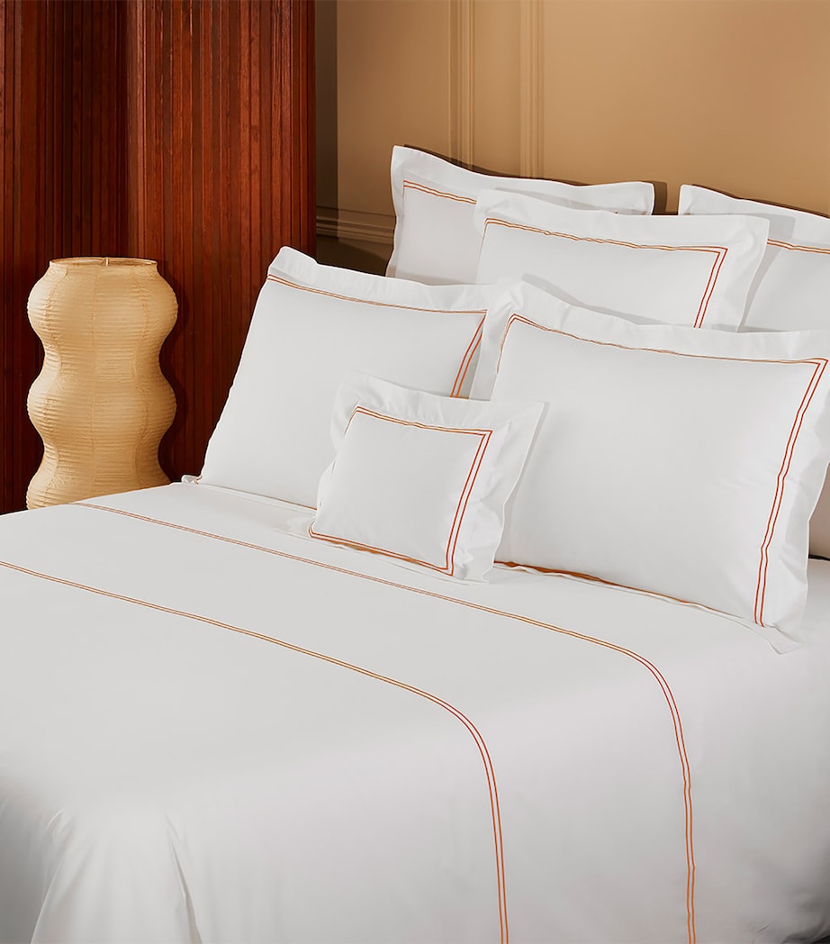 Yves Delorme Organic Cotton Duo Orange Double Flat Sheet (240cm x 295cm) Orange Image 4