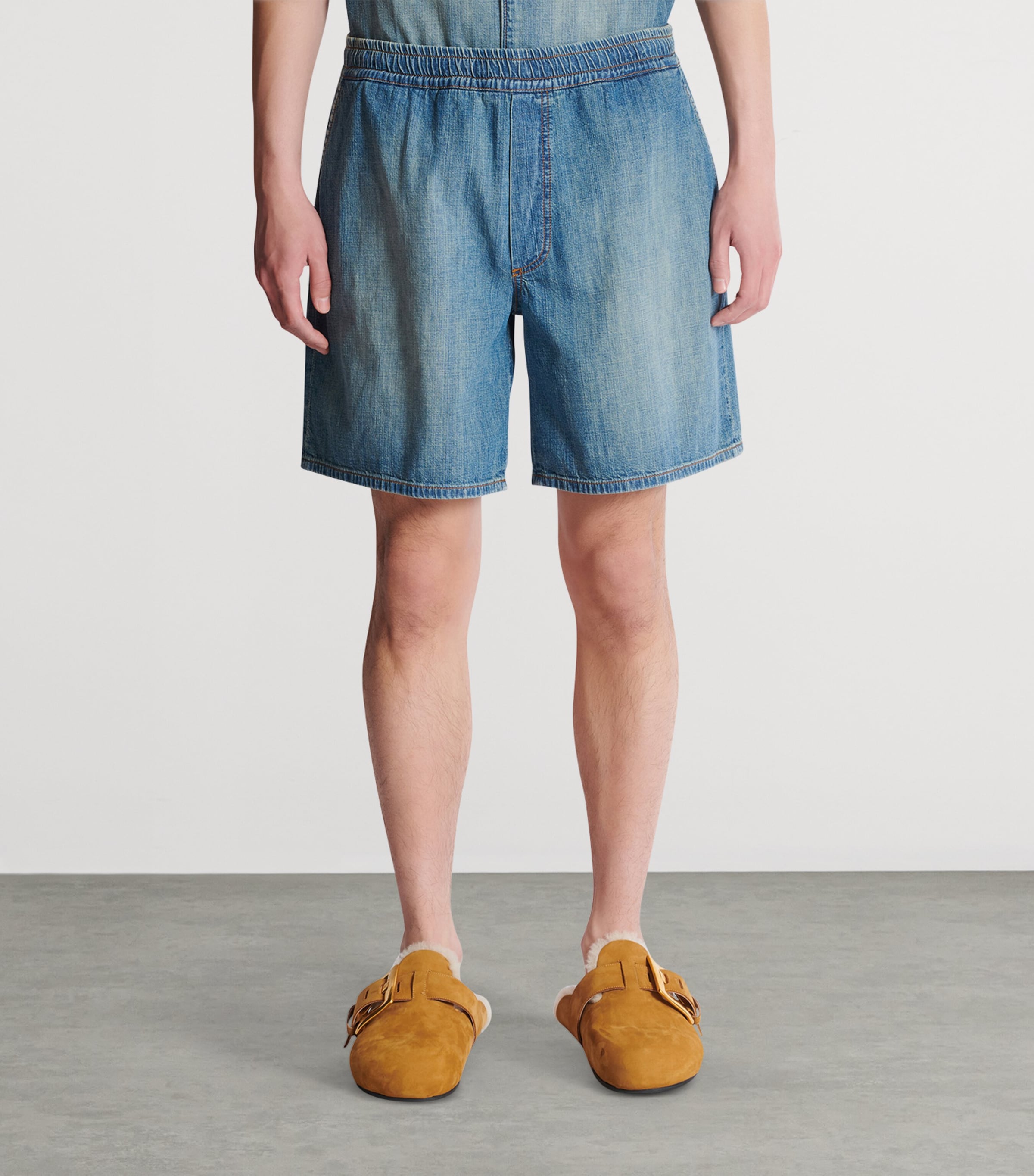 Faded Denim Shorts 6EW BLEU DENIM Image 5