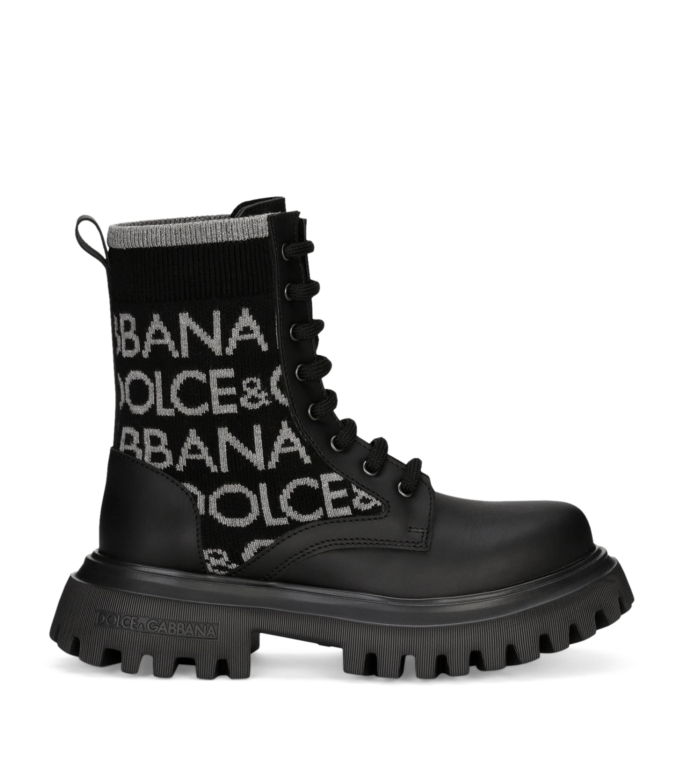 DOLCE & GABBANA LOGO LACE-UP BOOTS