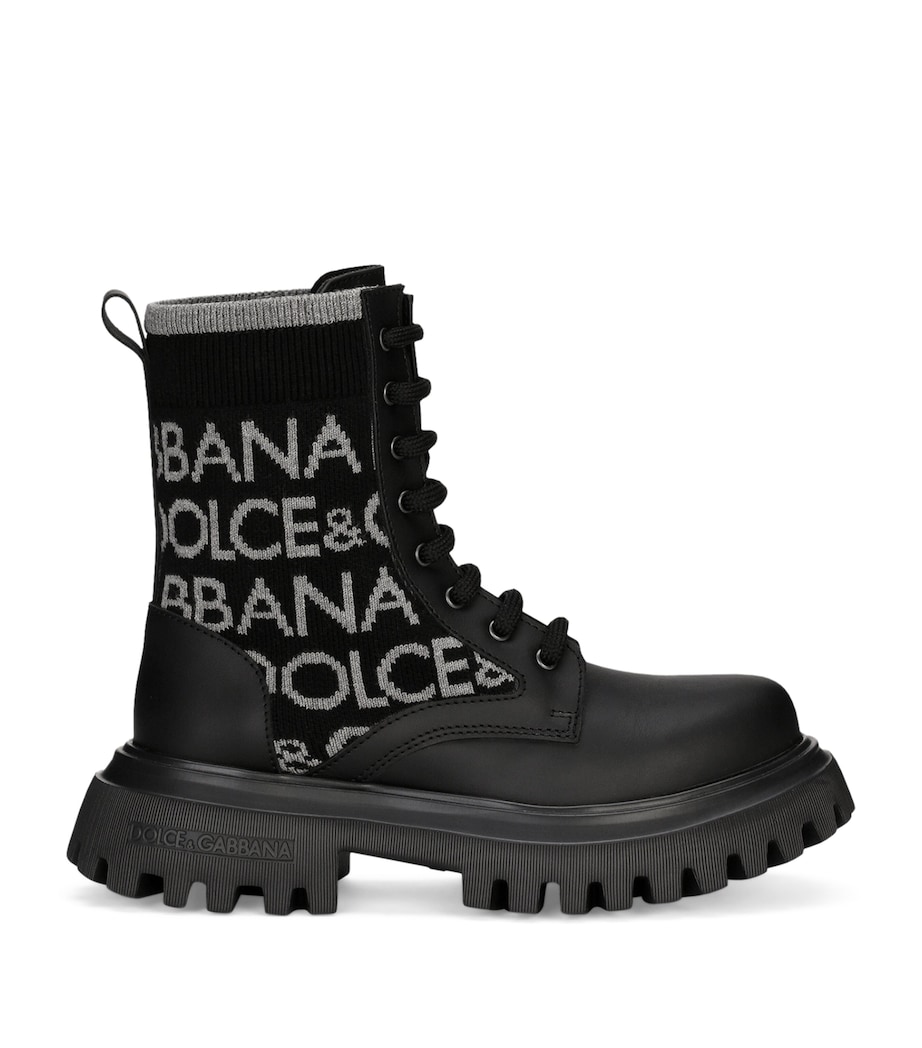 Dolce&Gabbana Kids Logo Lace-Up Boots Black Gre Image 1