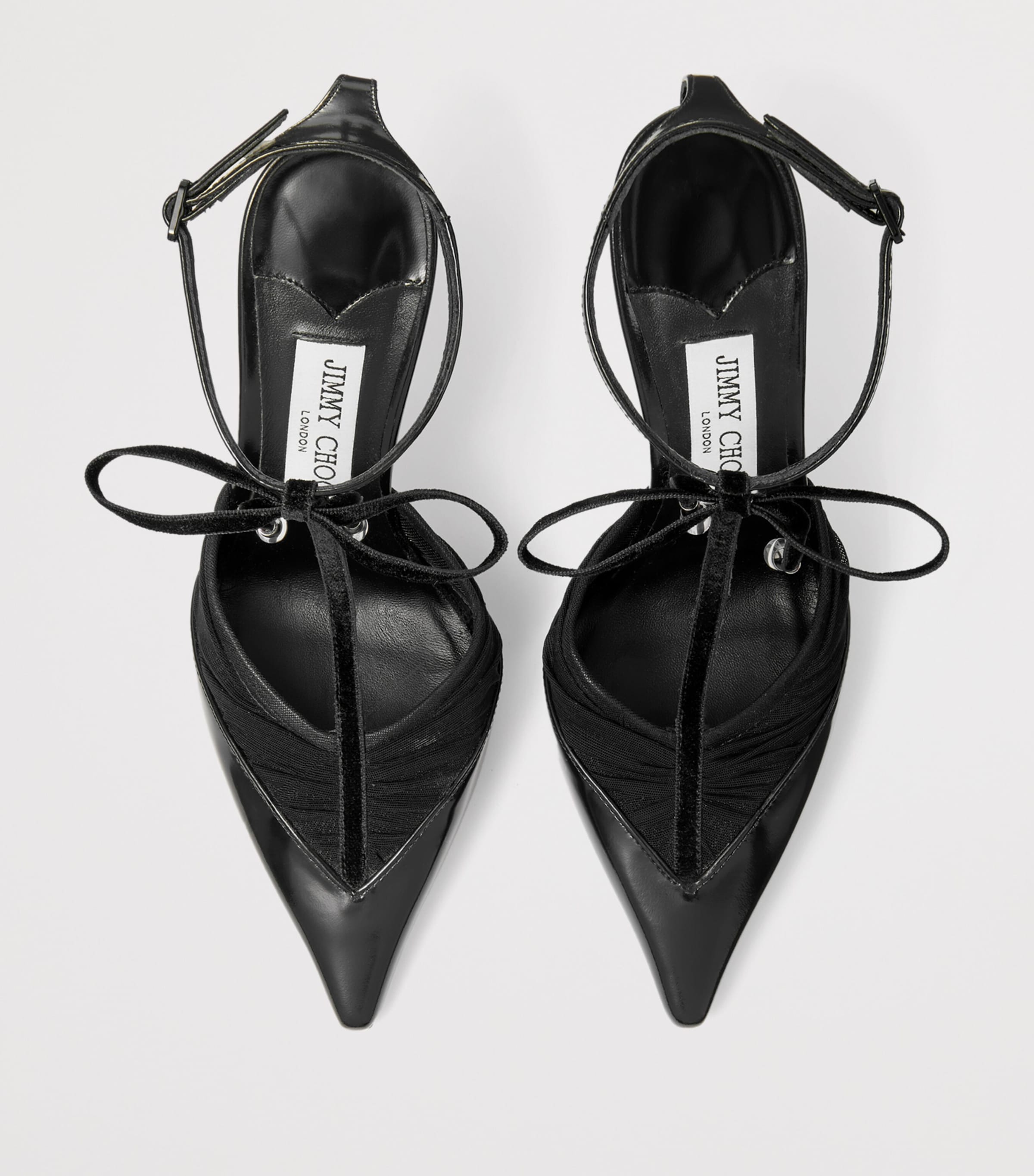 Jimmy Choo Afia 100 Leather-Mesh-Velvet Pumps Black/black Image 4