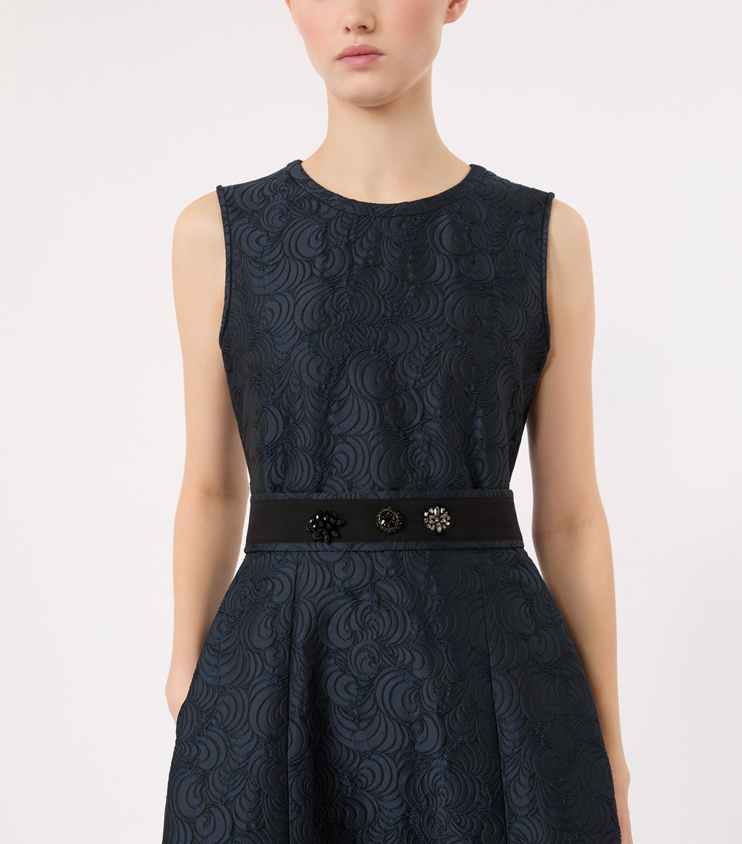 Max Mara Womens Crystal Jacquard Midi Dress Midnightblue Image 5
