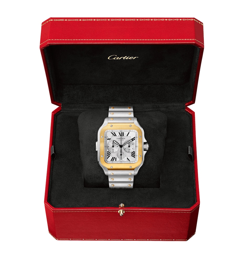Stainless Steel and Yellow Gold Santos de Cartier Watch 43.3mm GREY Image 10