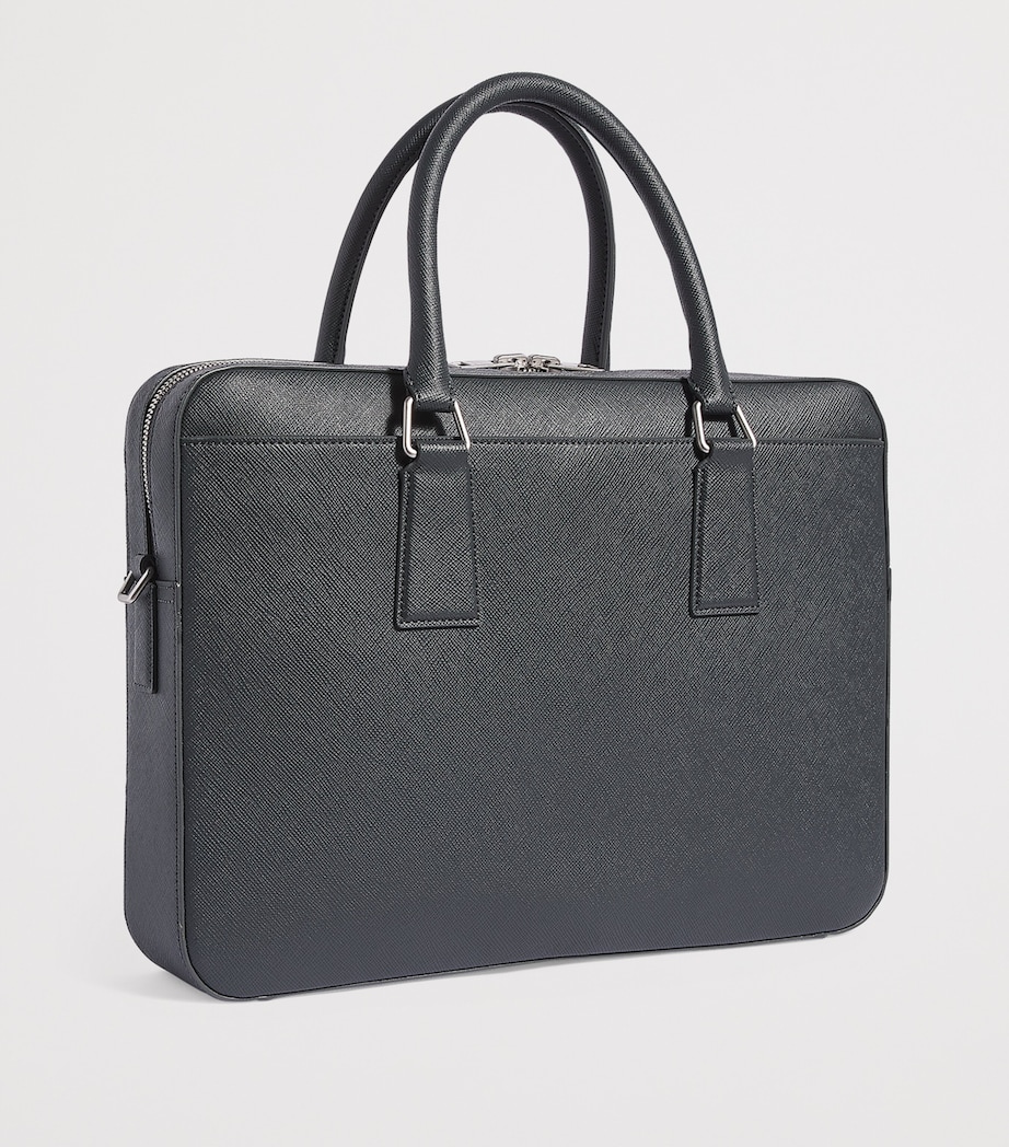 Leather Slim Briefcase STEEL Image 3