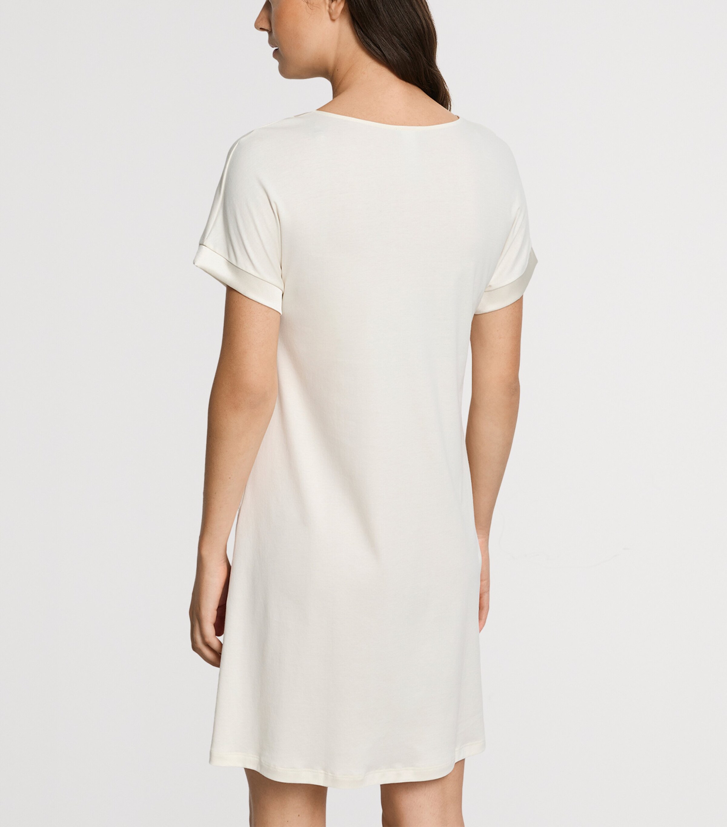 Hanro Womens Cotton Satin-Trim Anilla Nightdress Misty White Image 3
