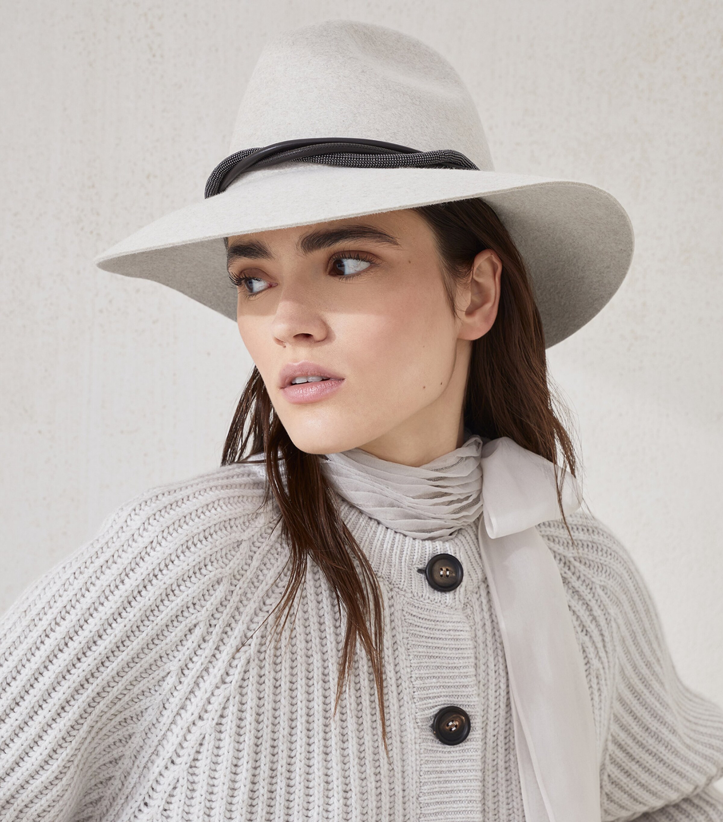 ハット BRUNELLO CUCINELLI Woman Hat Beige MCAP91003 C010 Brunello Cucinelli Beige Felt Fedora | Harrods KW