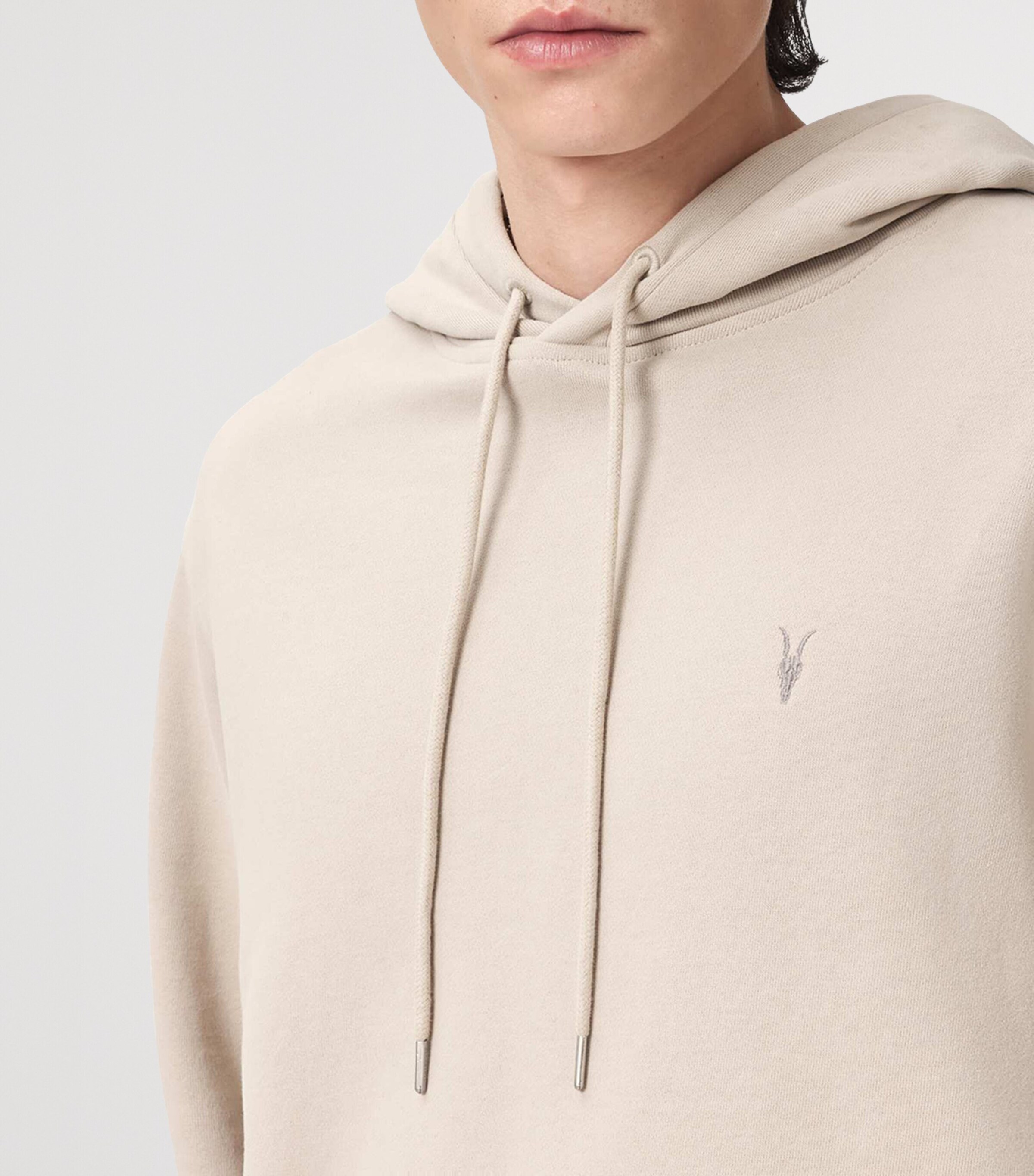 AllSaints Mens Organic-Recycled Cotton Asher Hoodie Sandstone Brown Image 7