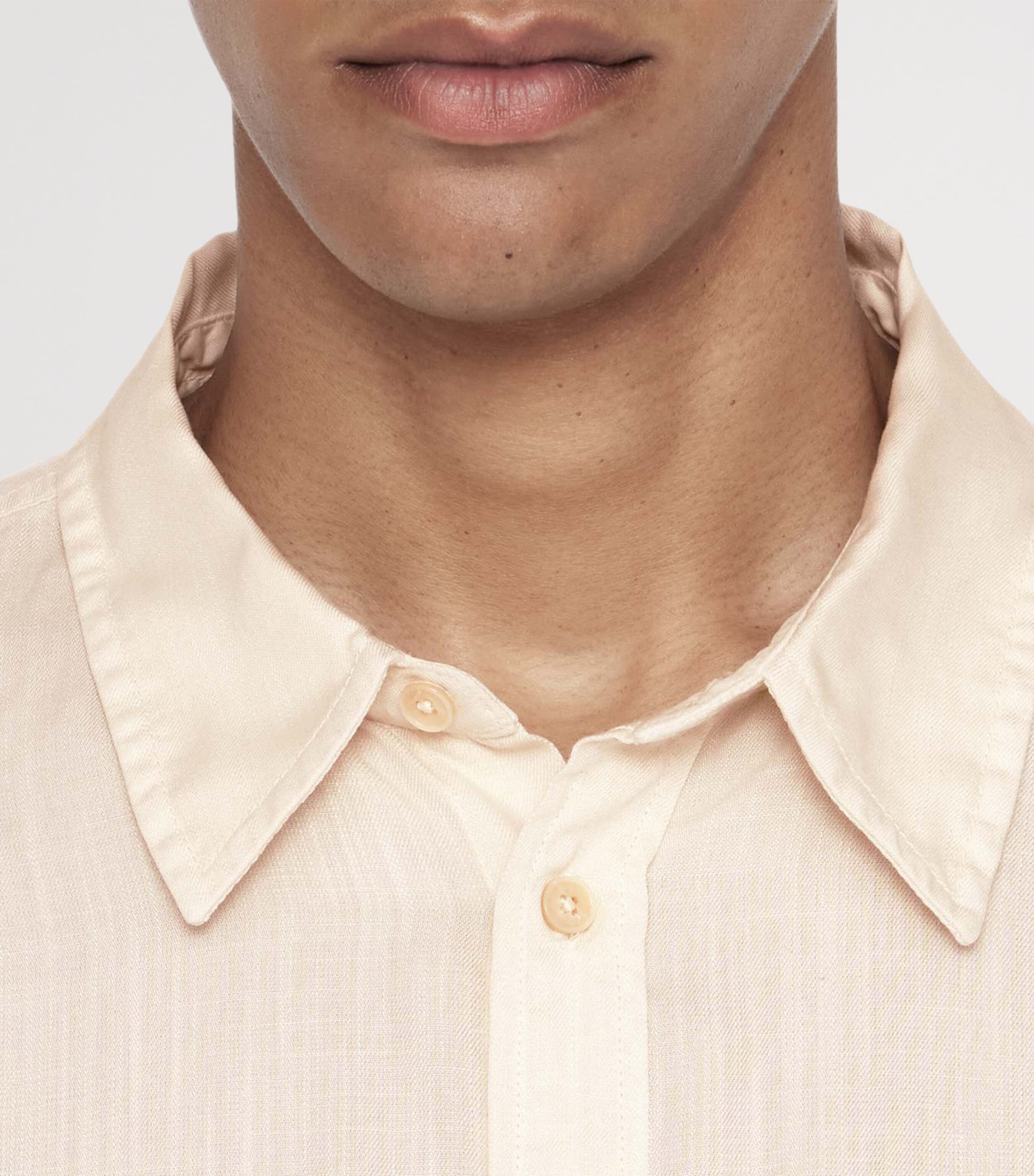 AllSaints Mens Ward Shirt Cream Taupe Image 8