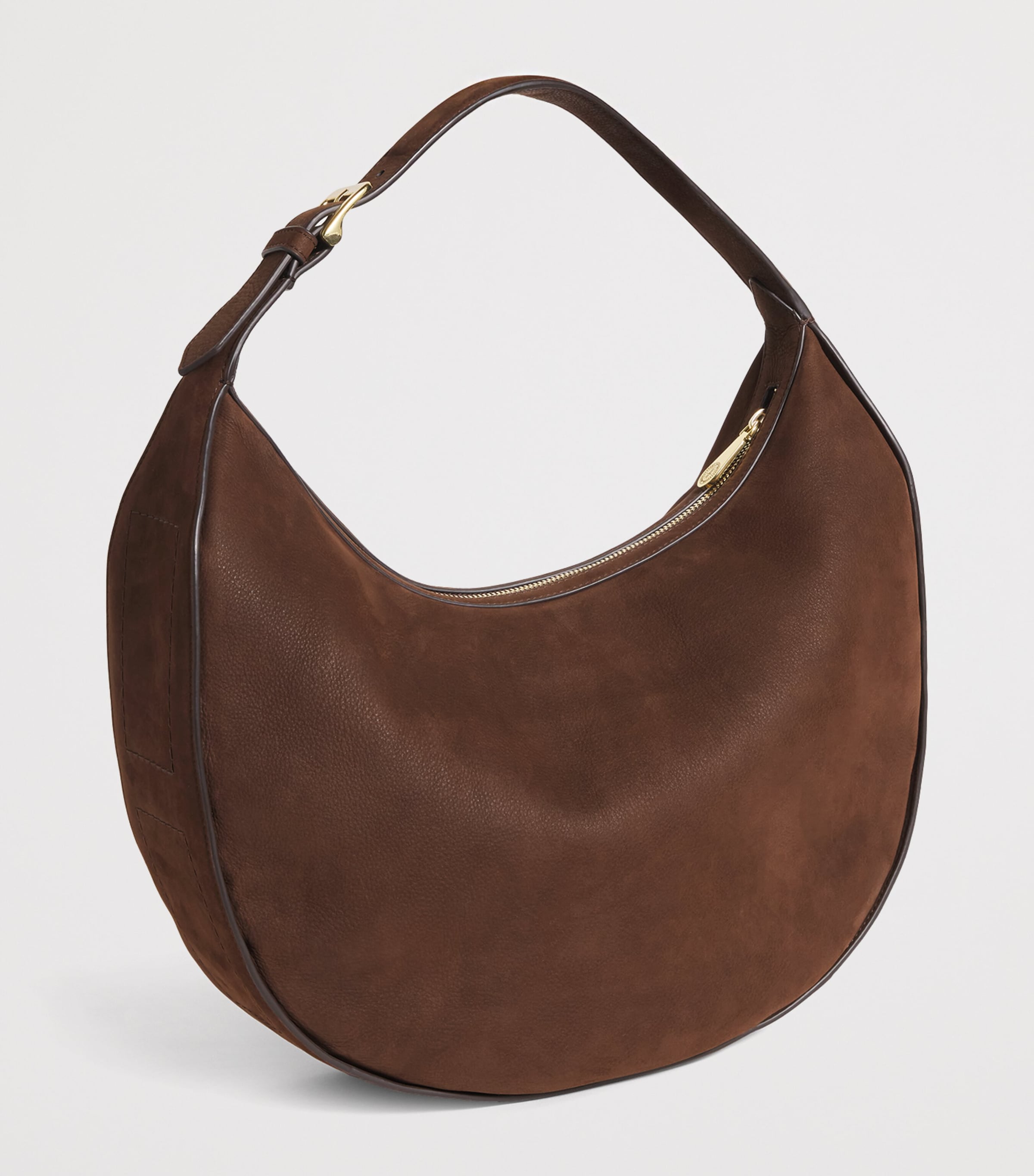 Large Suede Crescent Shoulder Bag TAN Image 3