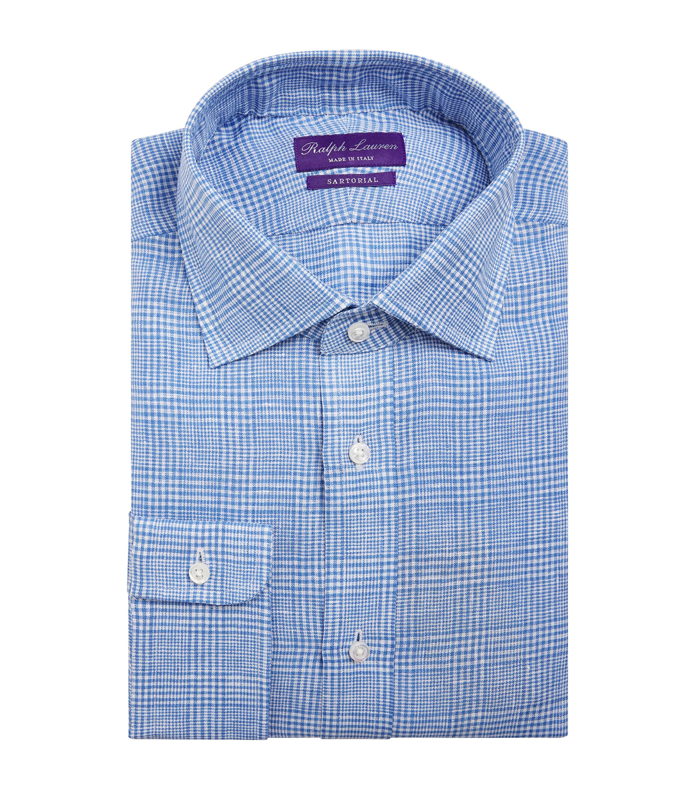 Ralph Lauren Linen Check Shirt In Blue