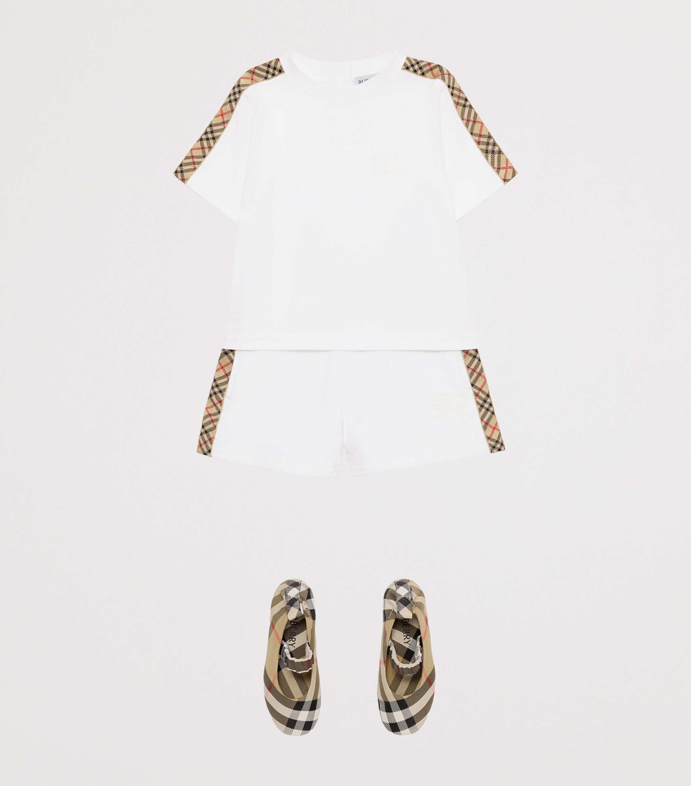 Cotton Check-Trim T-Shirt (6-24 Months) WHITE Image 2