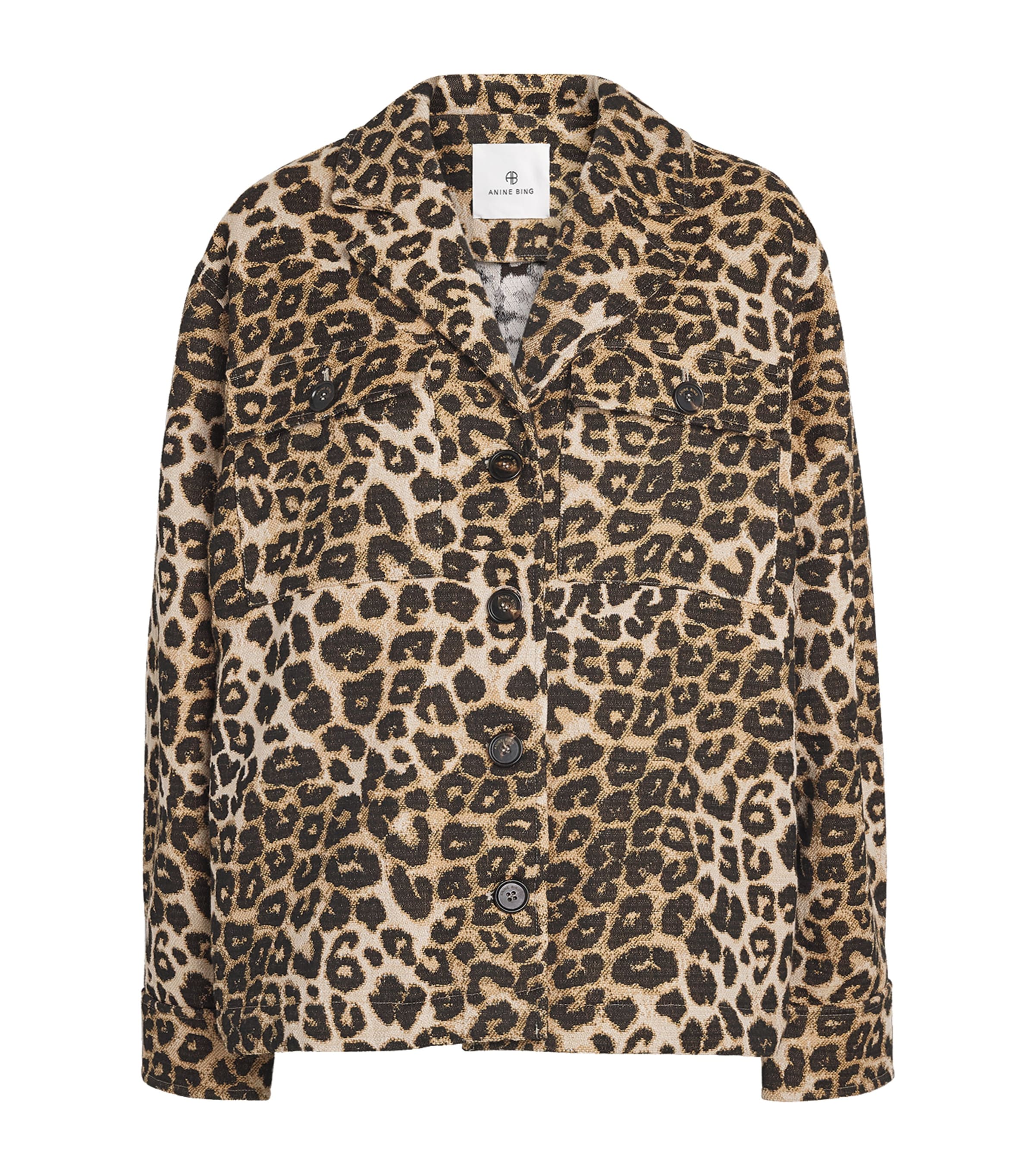 ANINE BING Womens Cotton-Blend Flynn Jacket Leopard Image 1