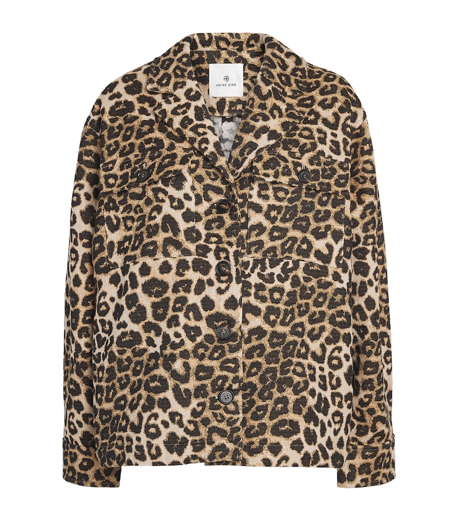 ANINE BING Womens Cotton-Blend Flynn Jacket Leopard Image 1