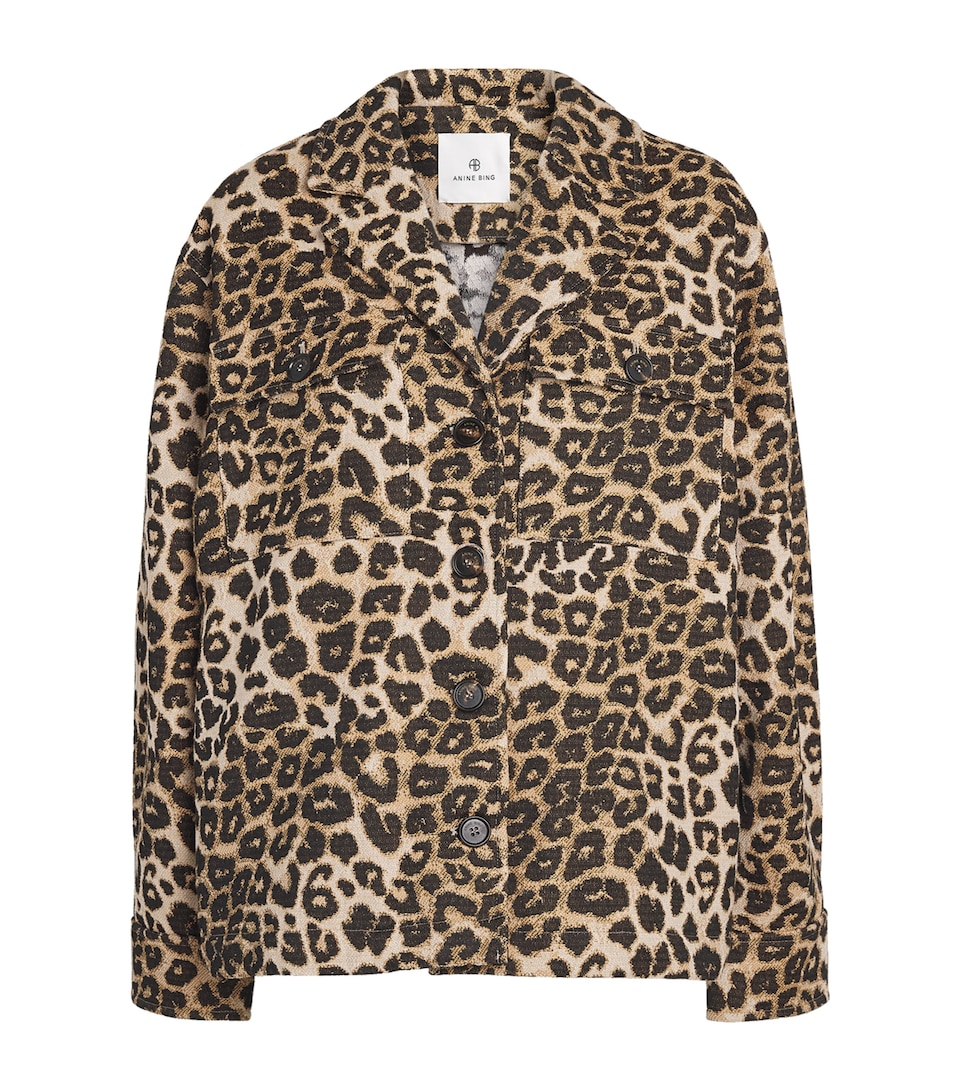 ANINE BING Cotton-Blend Flynn Jacket Leopard