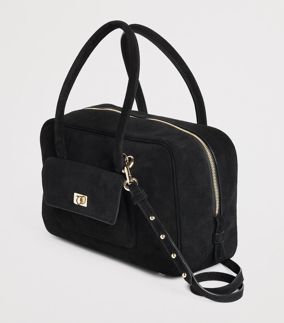 Sandro Paris Suede Top-Handle Bag Black Image 6