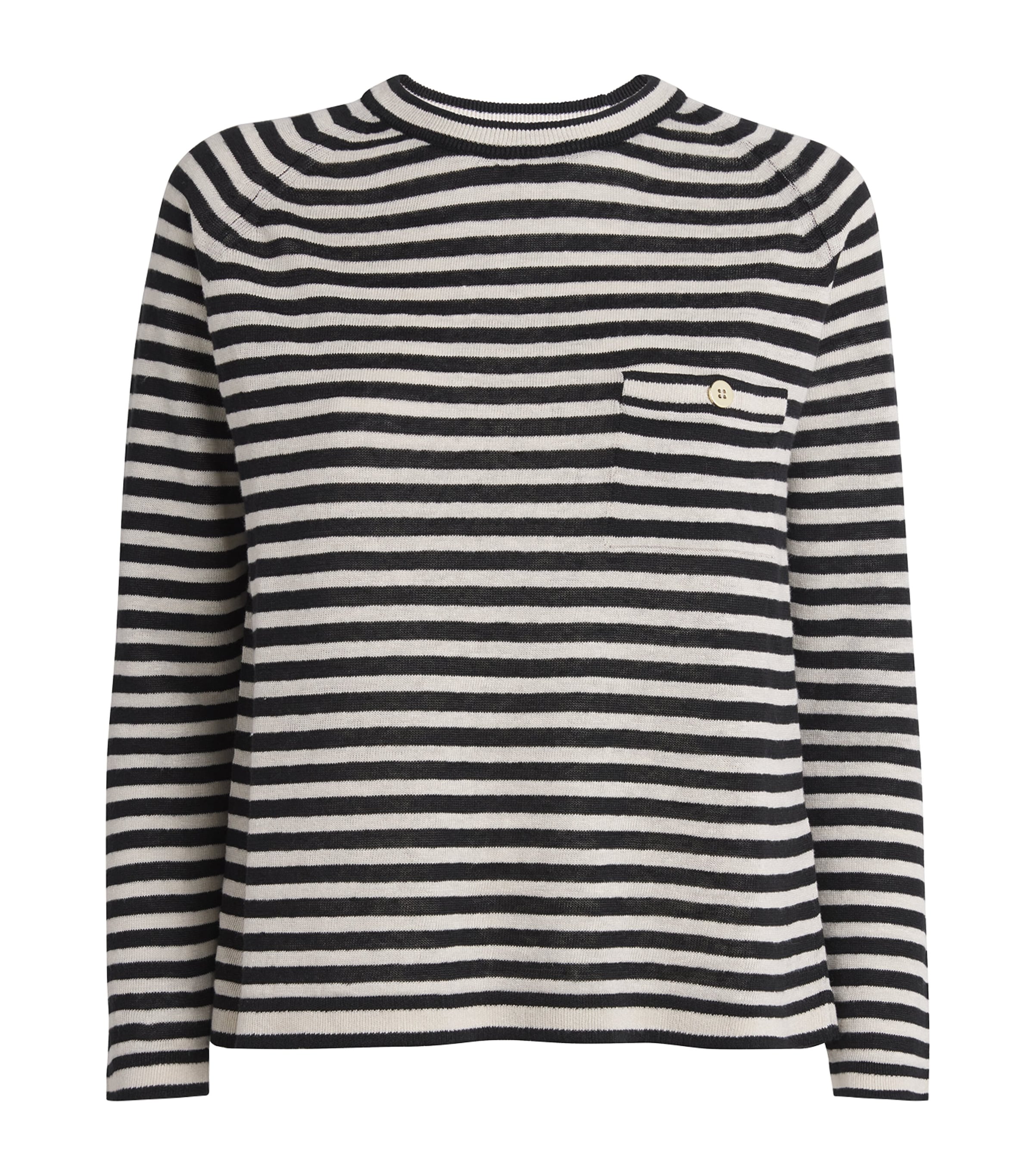 Shop Max Mara Linen Stripe Sweater In Nude