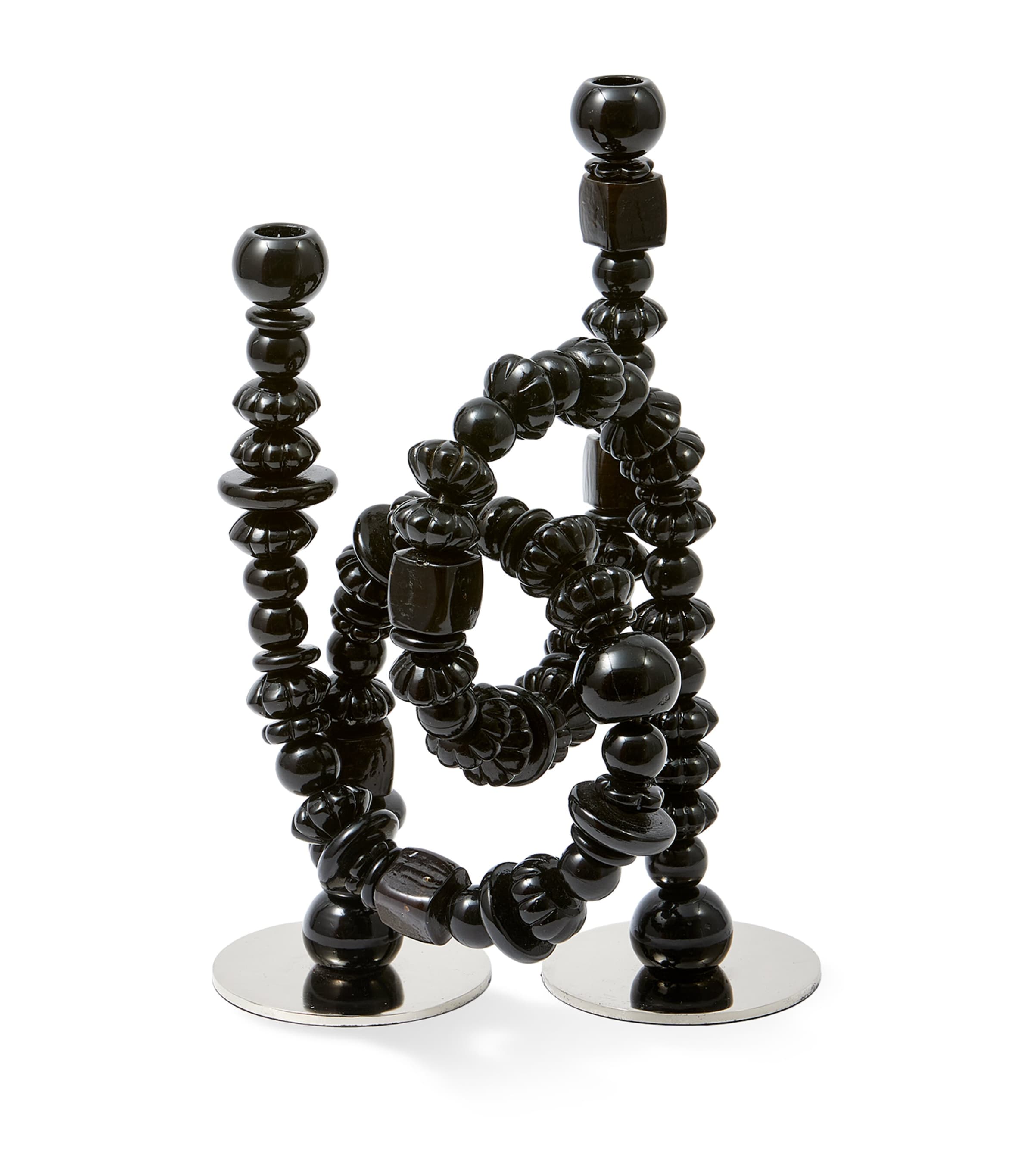 Beads Candle Holder (38cm) BLACK Image 1