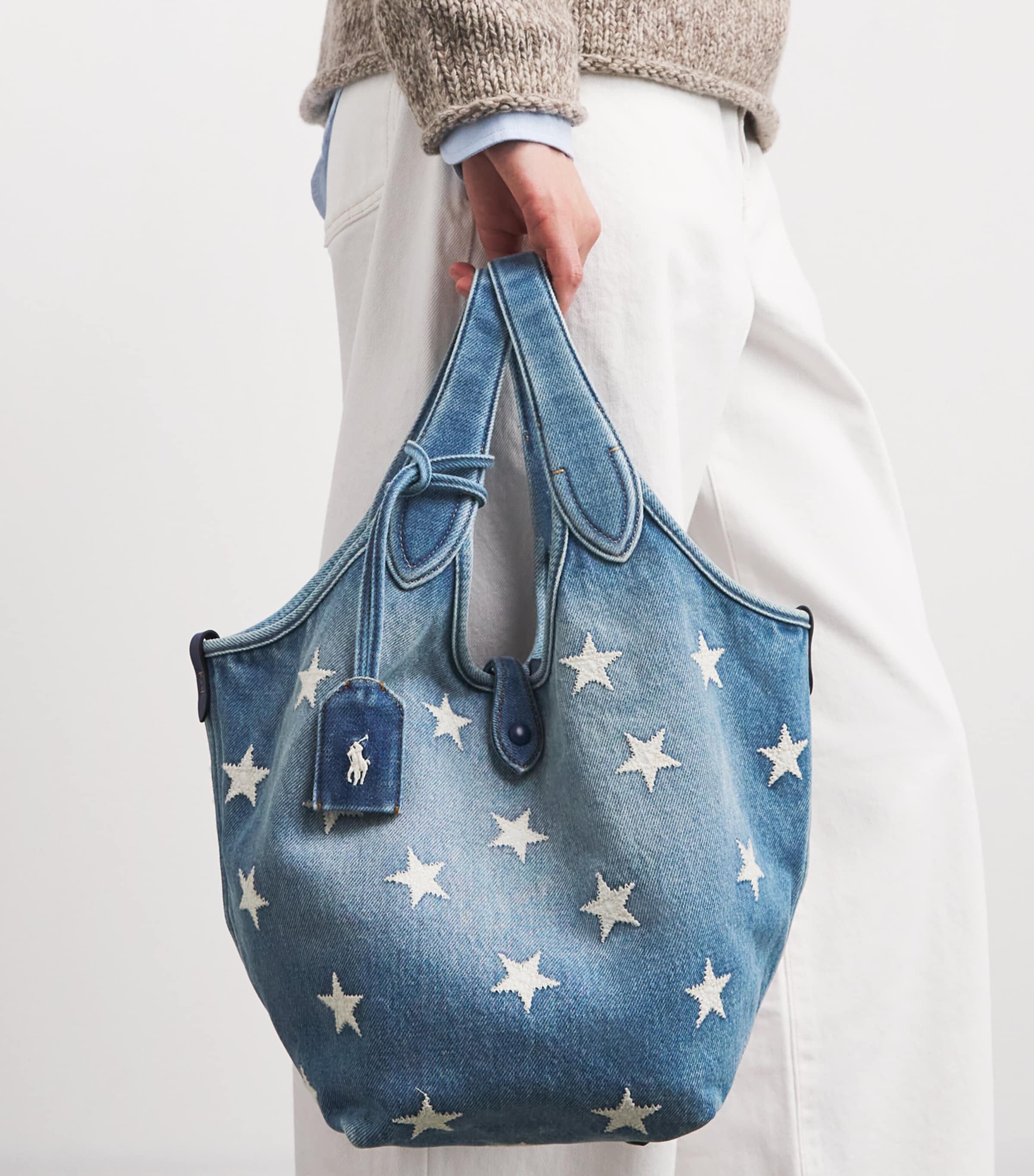 Medium Denim Polo Play Tote Bag CHRISTY WASH Image 2