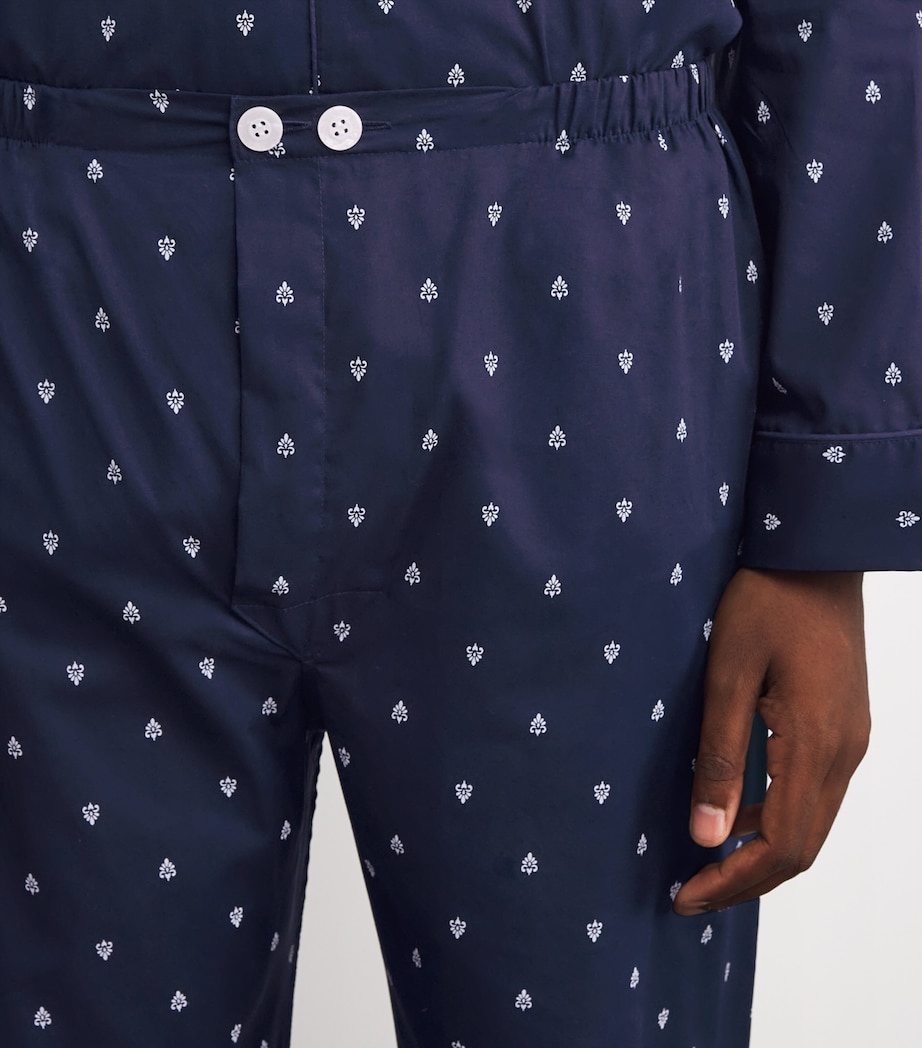 Silk Paisley Print Pyjama Set NAVY Image 4
