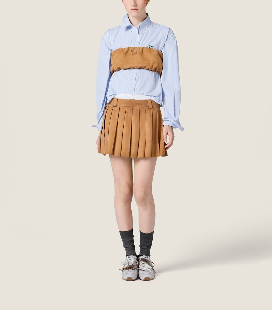 Miu Miu Womens Waxed Suede Bandeau Top Neutral Image 2
