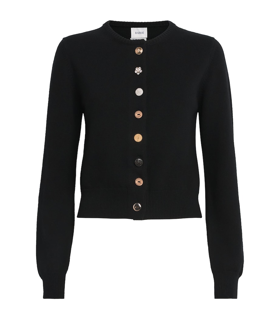Barrie Womens Cotton-Cashmere Mismatched Cardigan Black Image 1