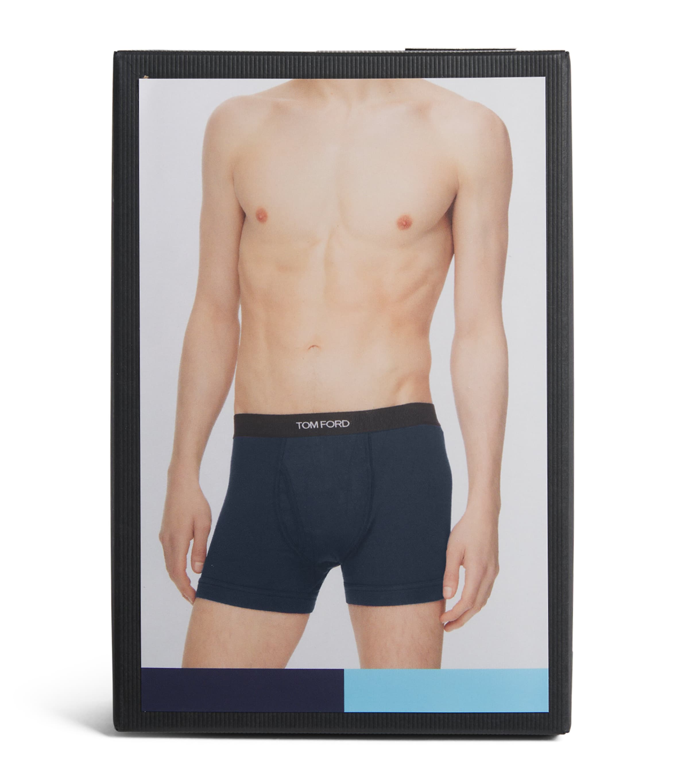TOM FORD Mens Stretch-Cotton Logo Boxers (Pack of 2) Navy/aqua Image 4