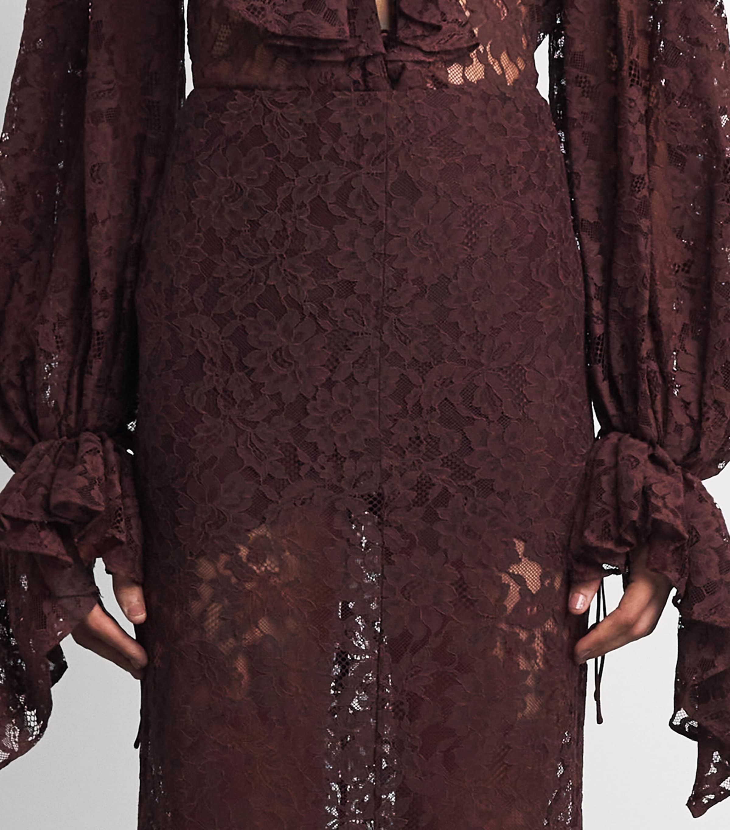 De La Vali Womens Lace Pasion Maxi Skirt Brown Image 3