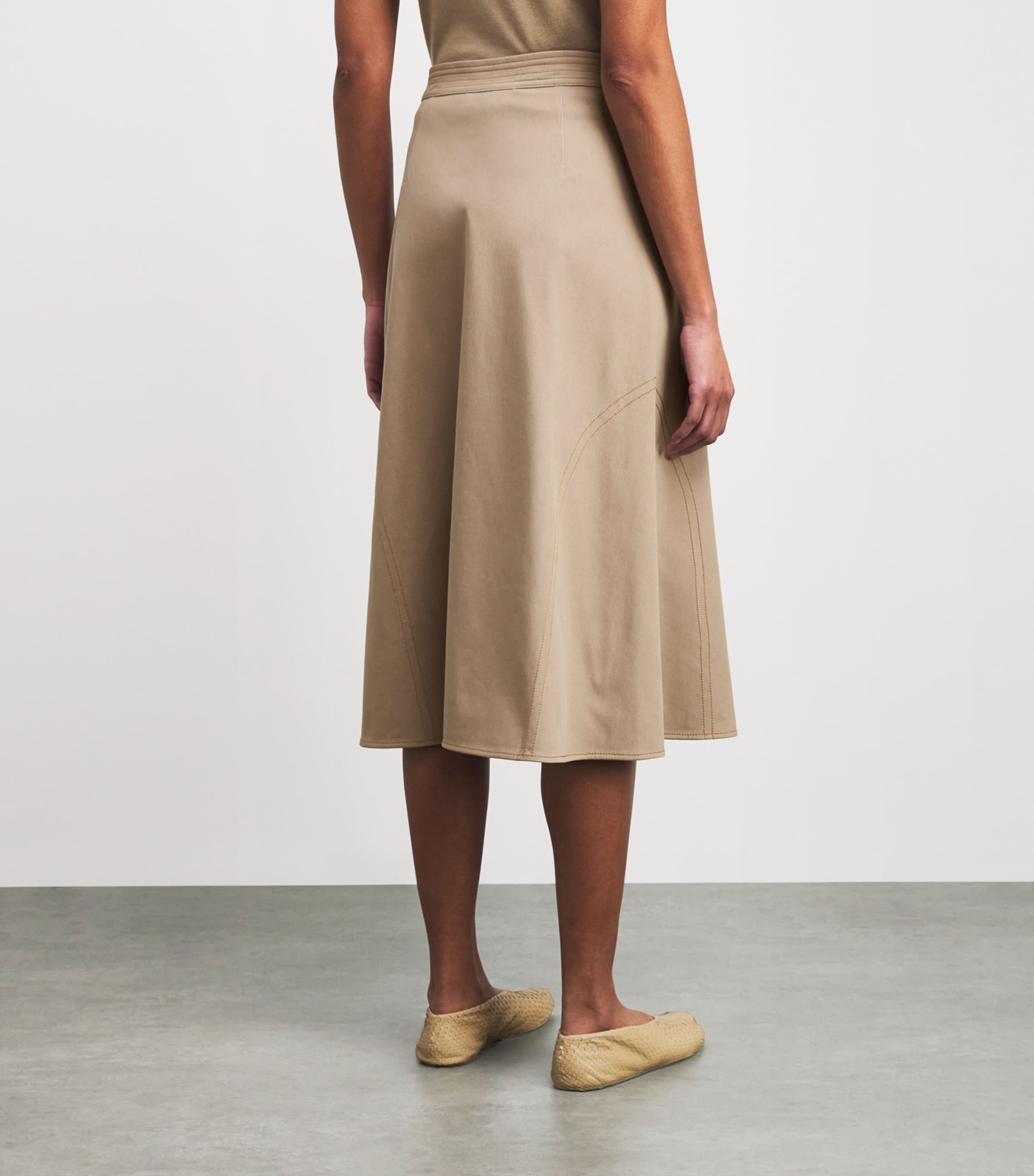 Jersey Wrap Midi Skirt 001 BEIGE Image 4