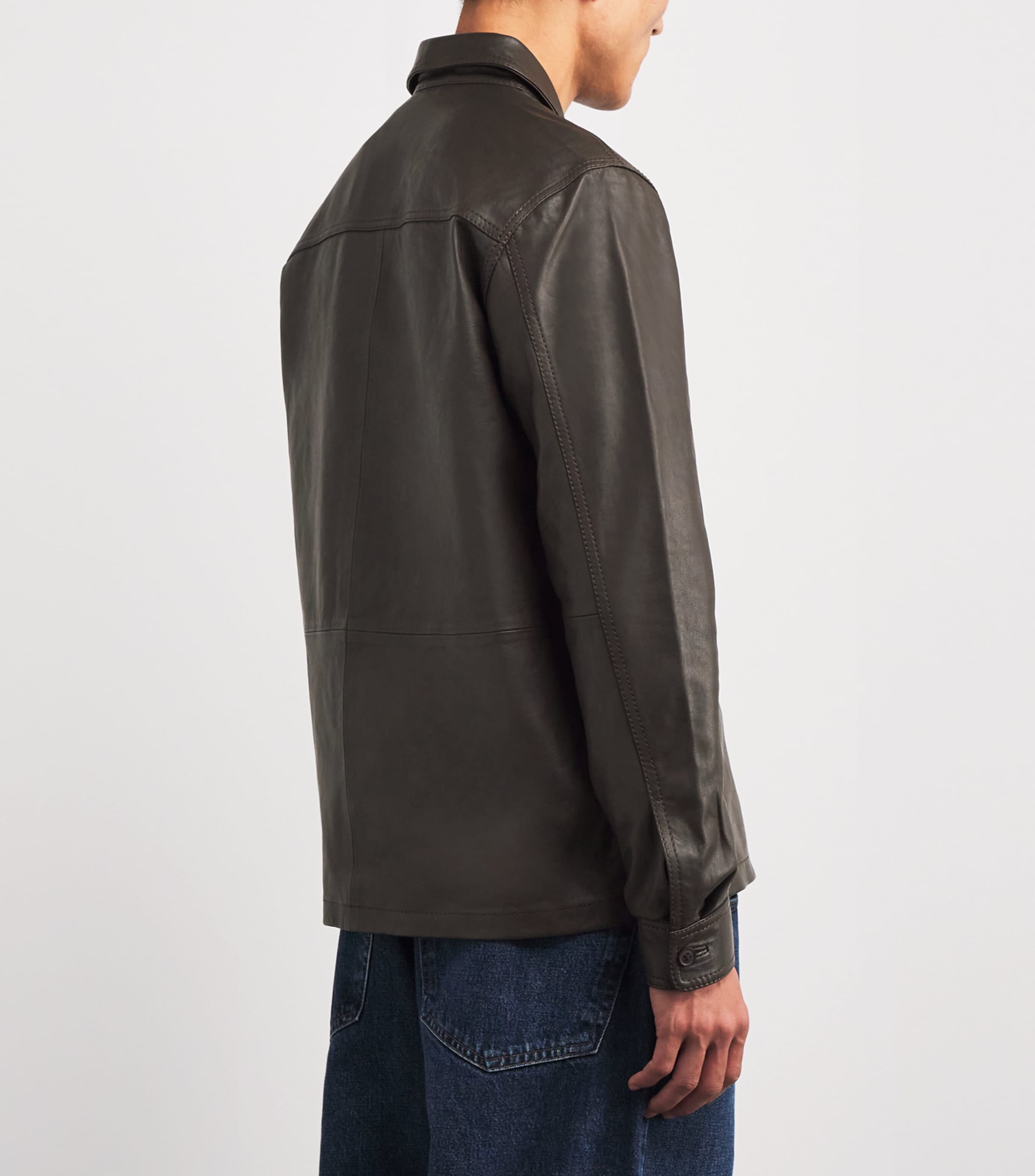 Leather Saruffo Overshirt TURKISH COFFEE Image 4